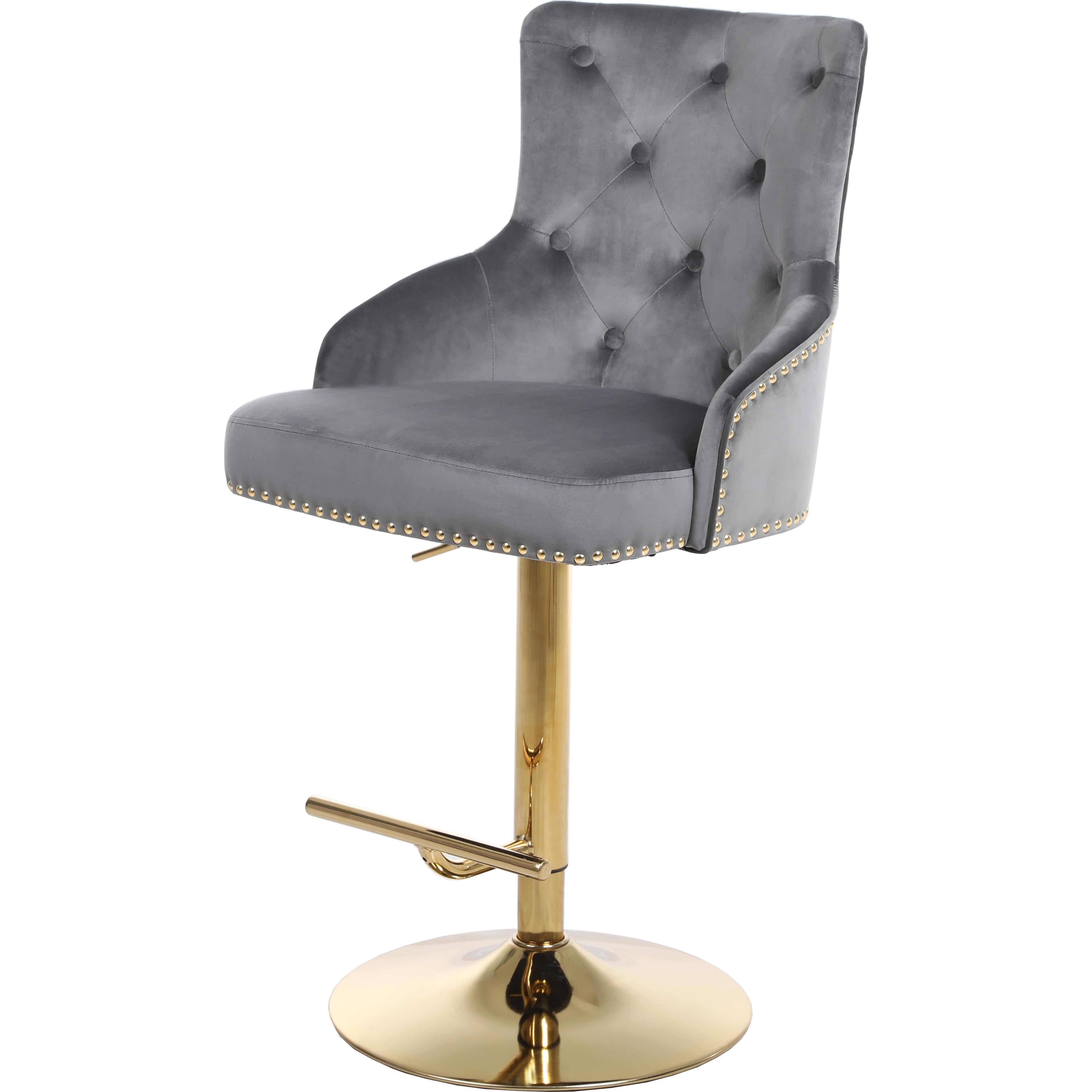 Meridian Claude Grey Velvet Adjustable Stool