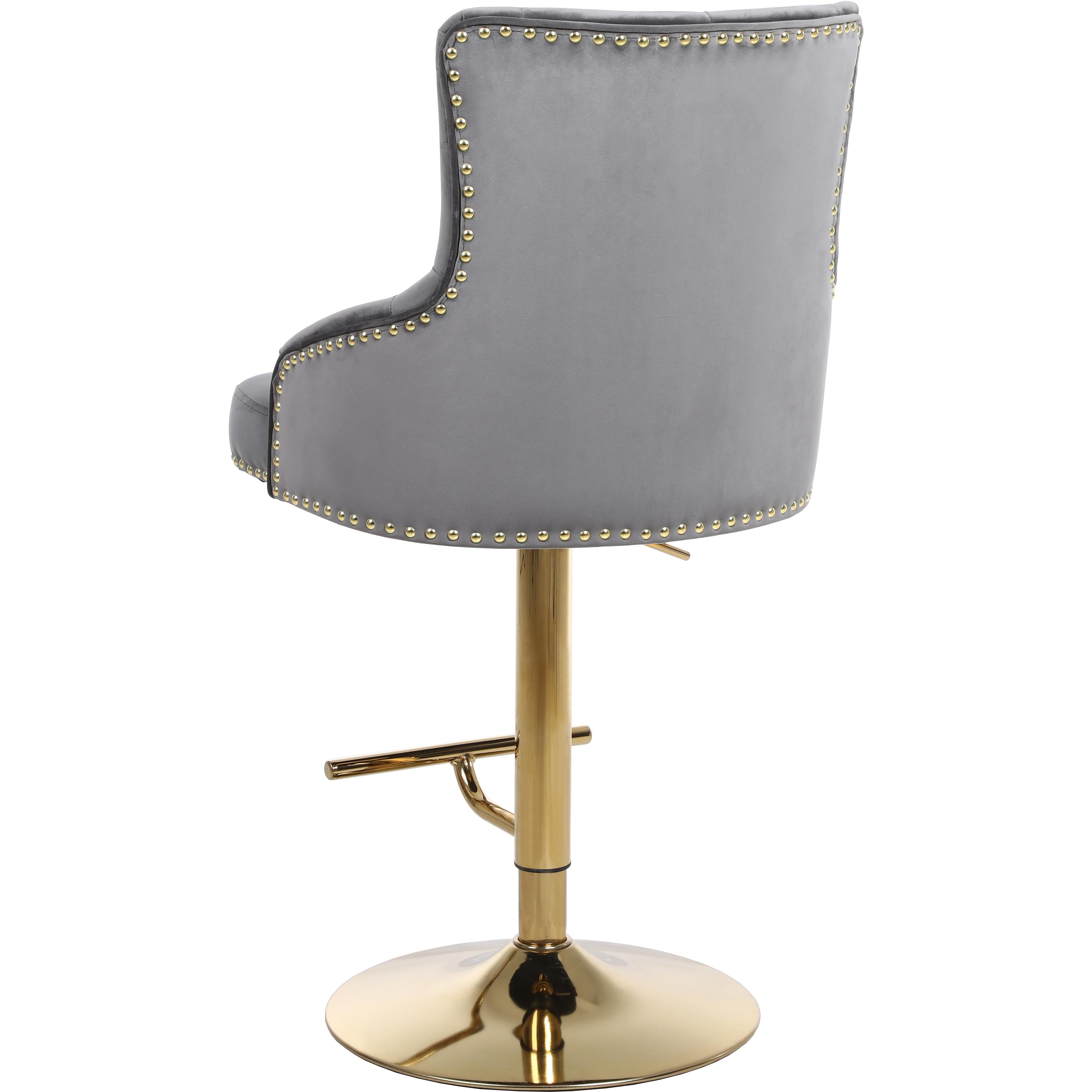 Meridian Claude Grey Velvet Adjustable Stool