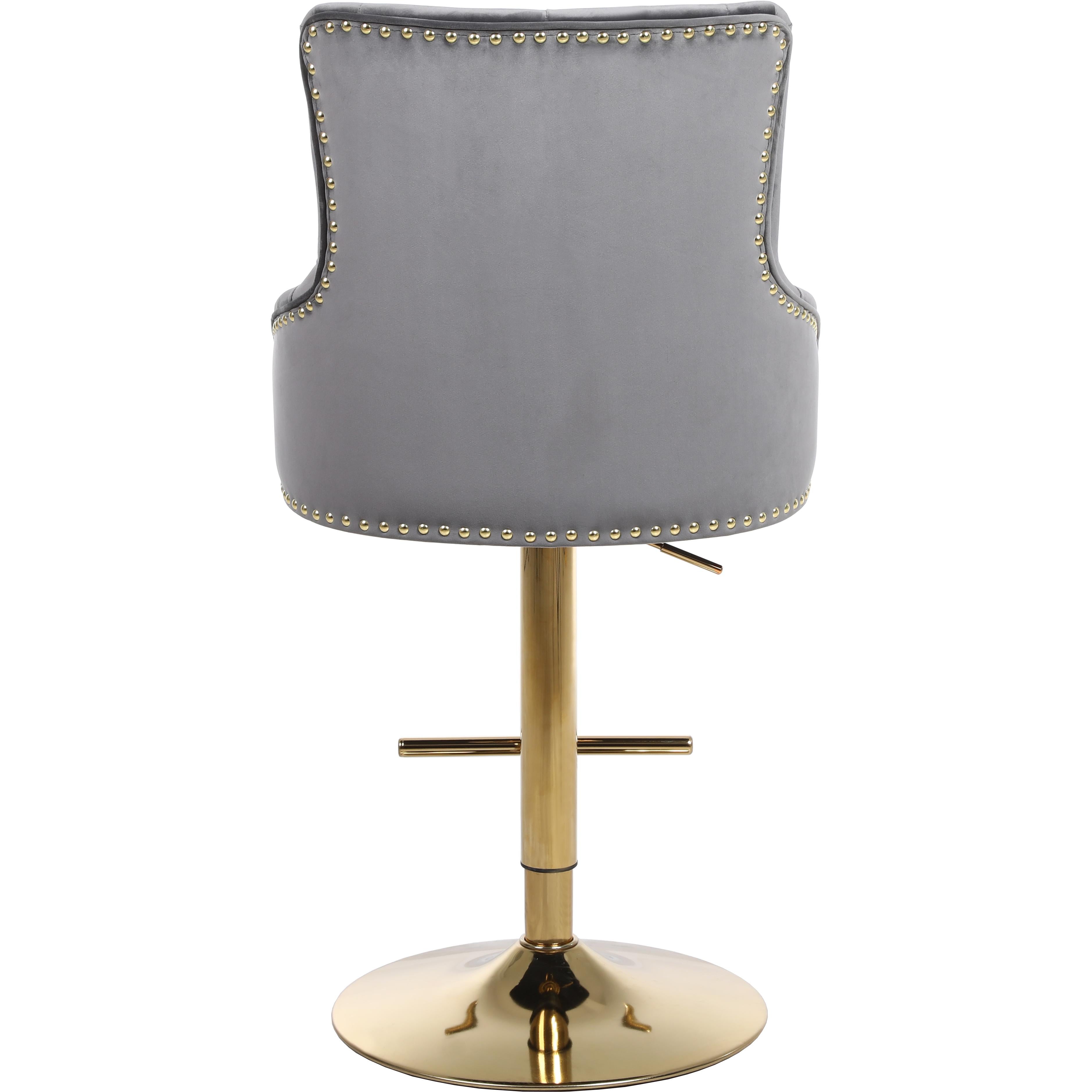 Meridian Claude Grey Velvet Adjustable Stool