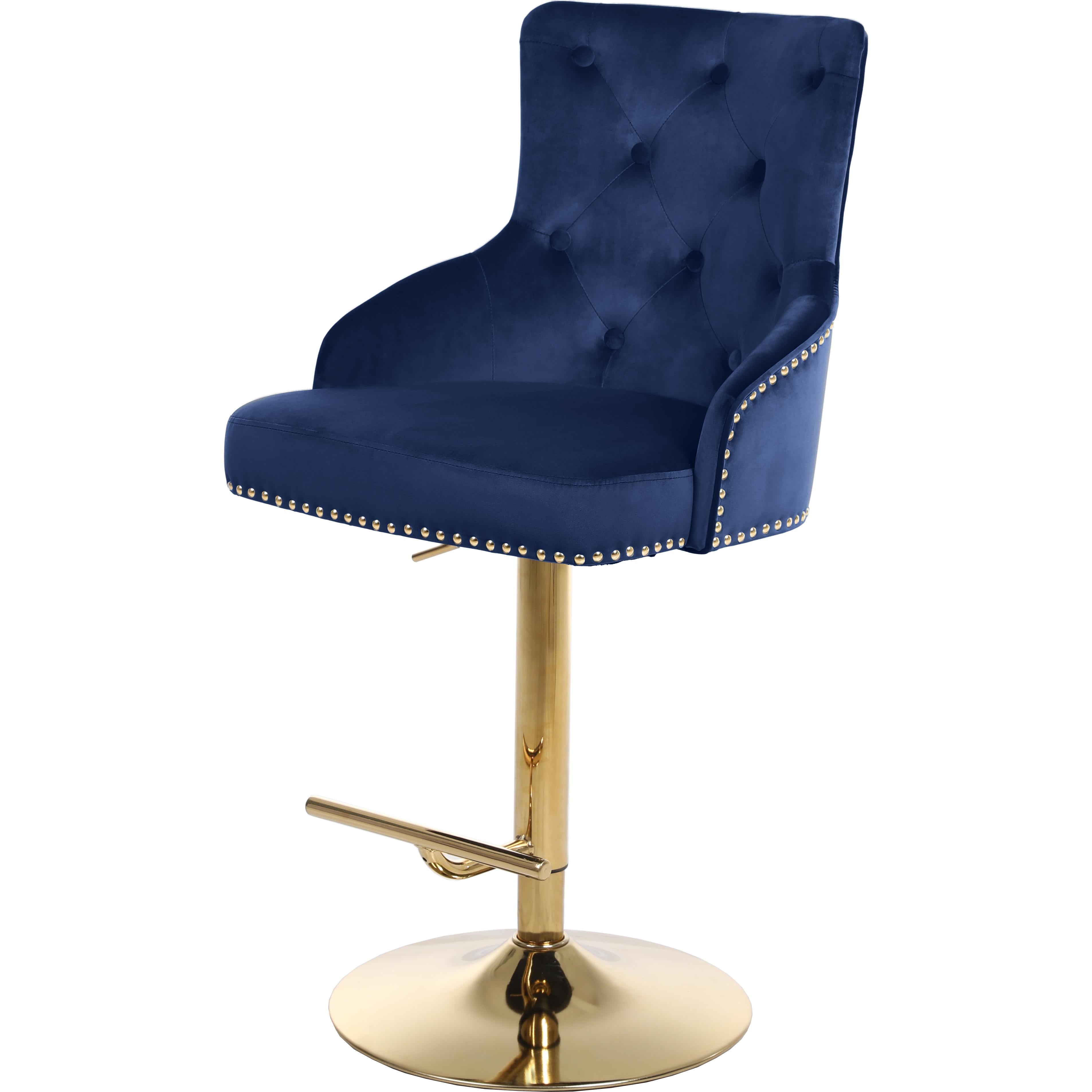 Meridian Claude Navy Velvet Adjustable Stool