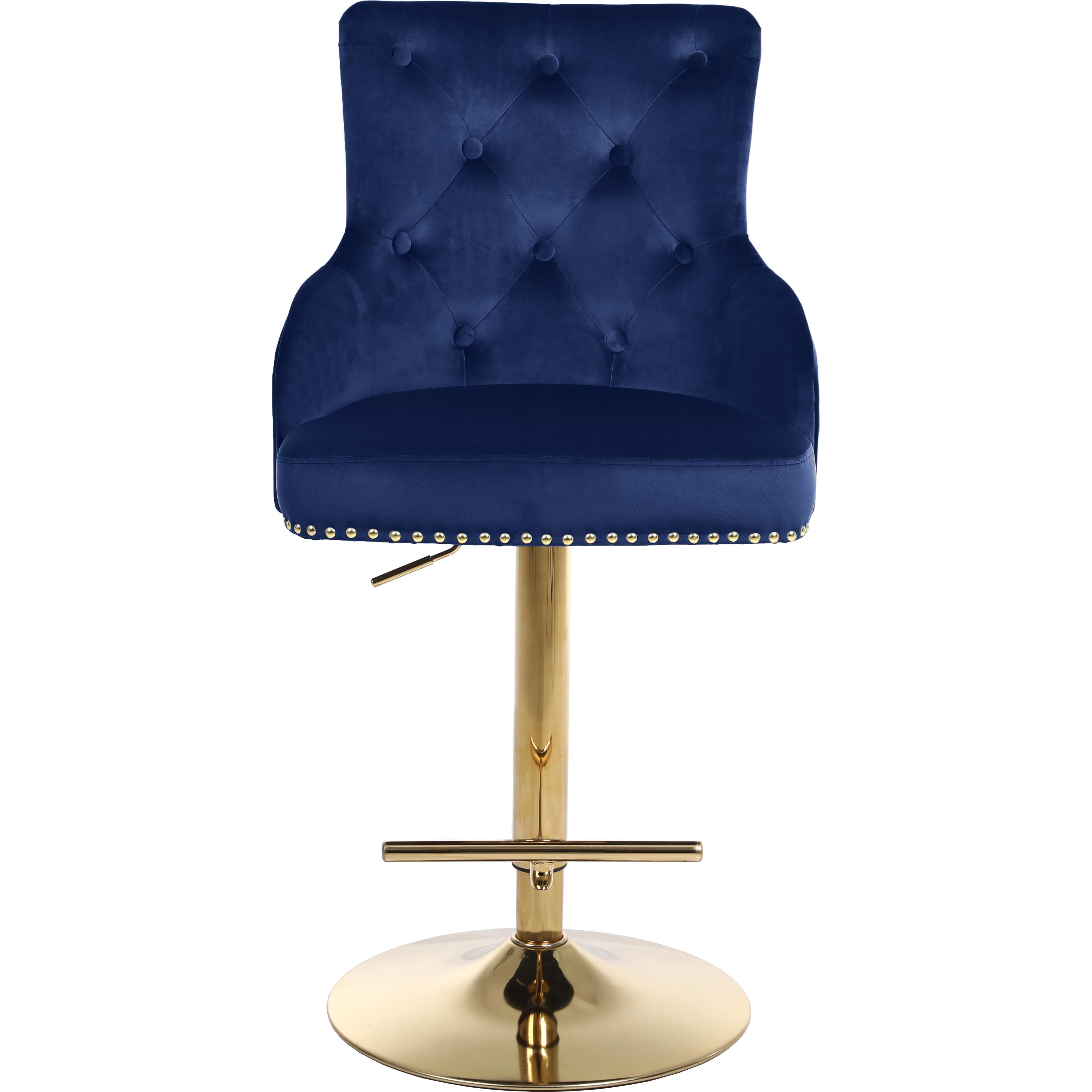 Meridian Claude Navy Velvet Adjustable Stool