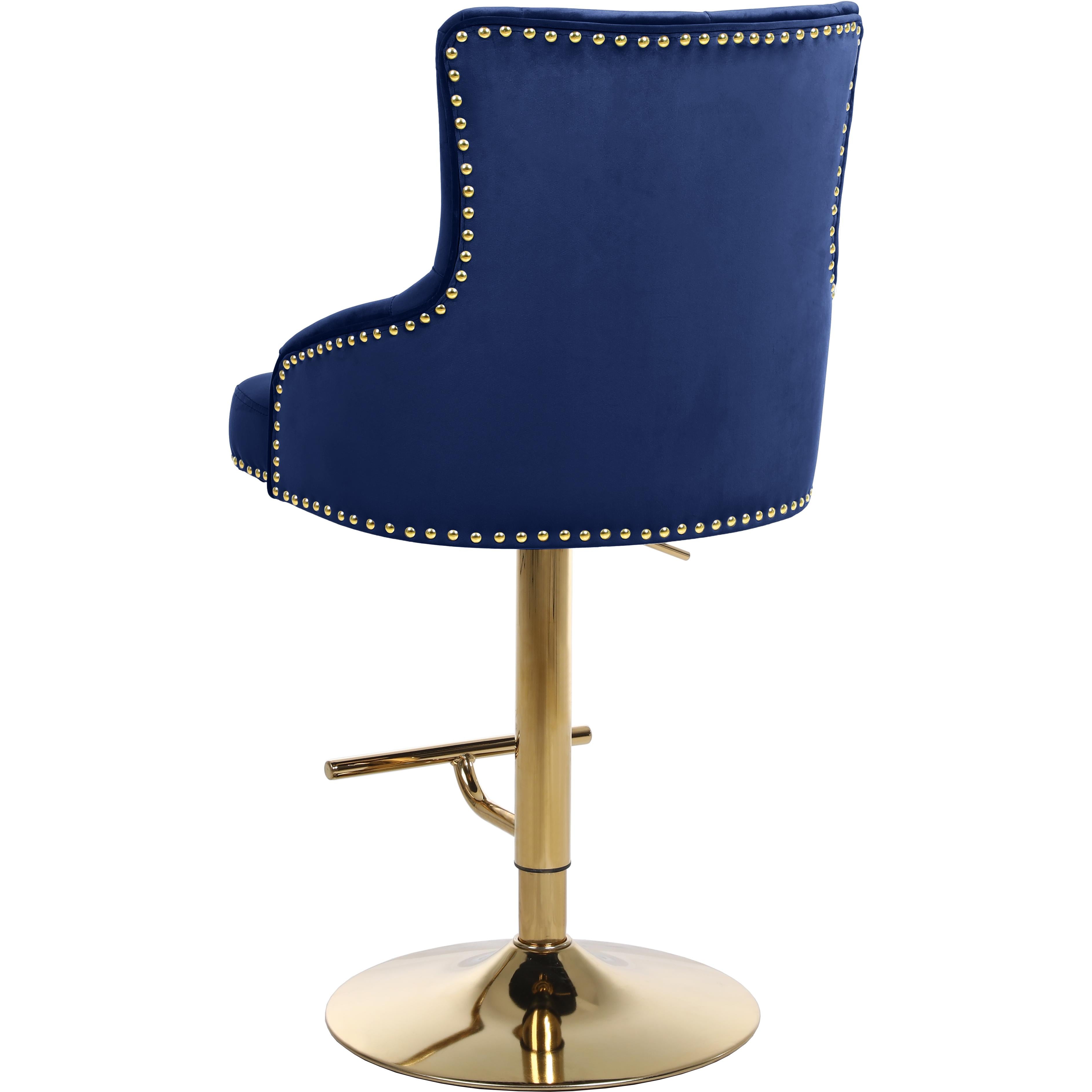 Meridian Claude Navy Velvet Adjustable Stool