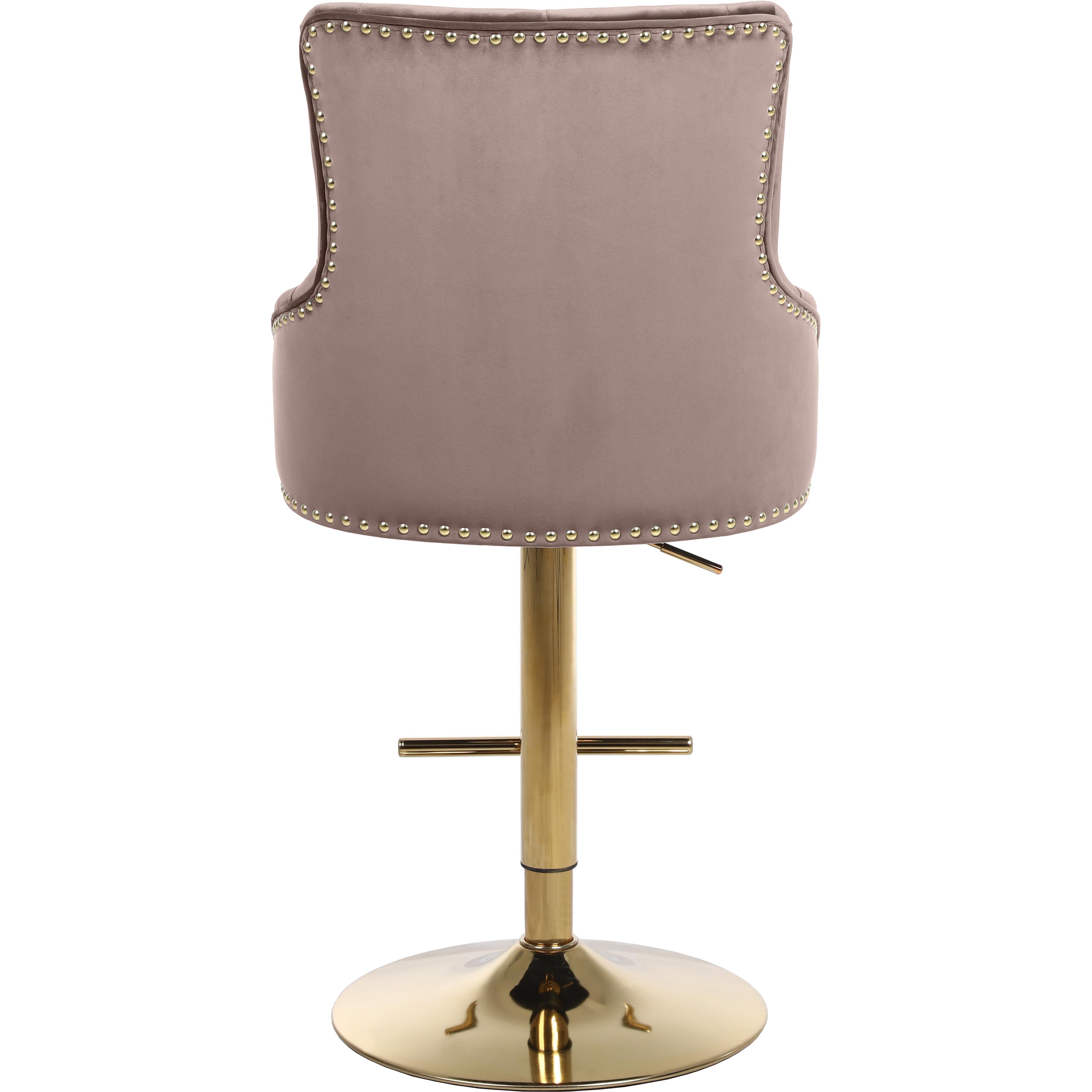 Meridian Claude Pink Velvet Adjustable Stool