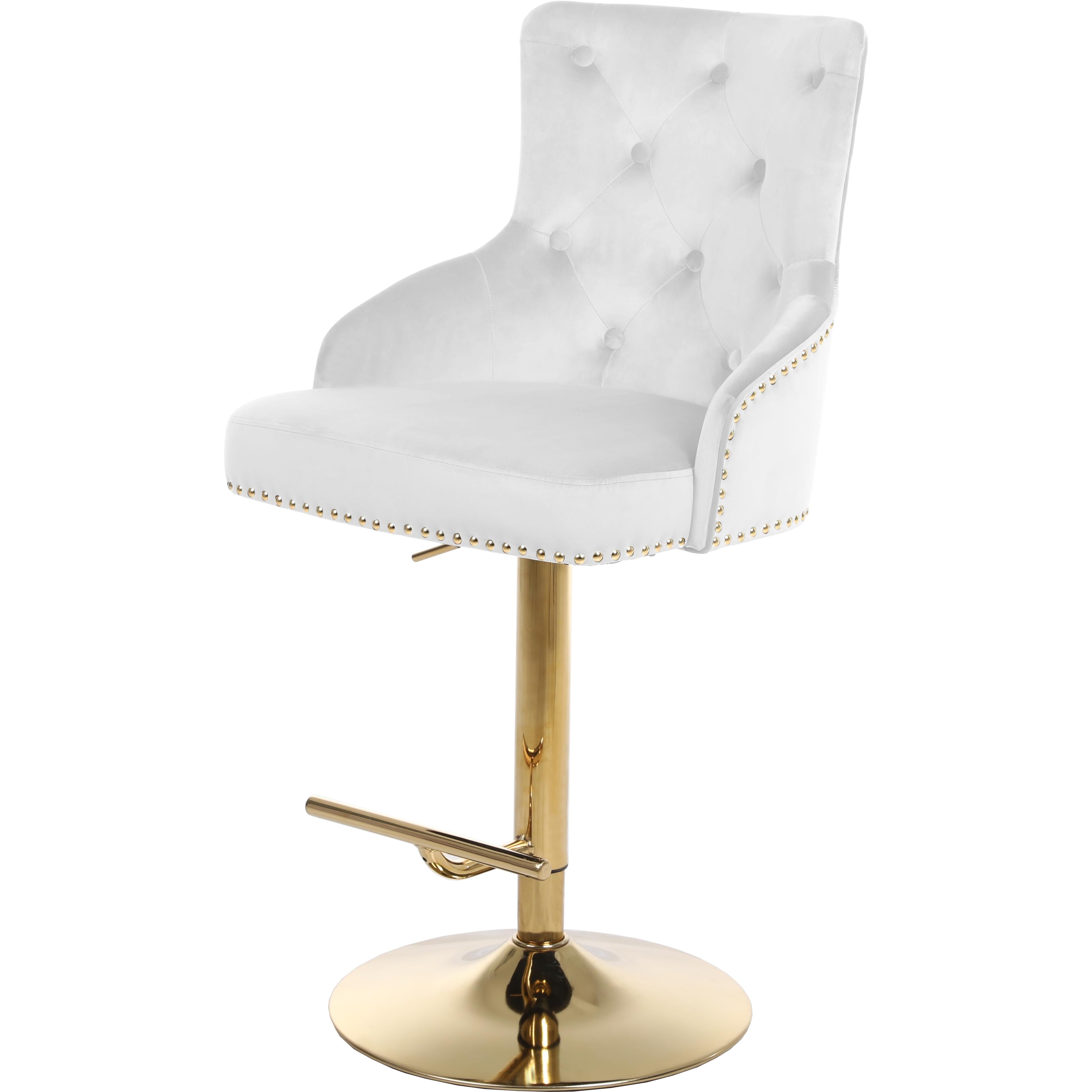 Meridian Claude White Velvet Adjustable Stool