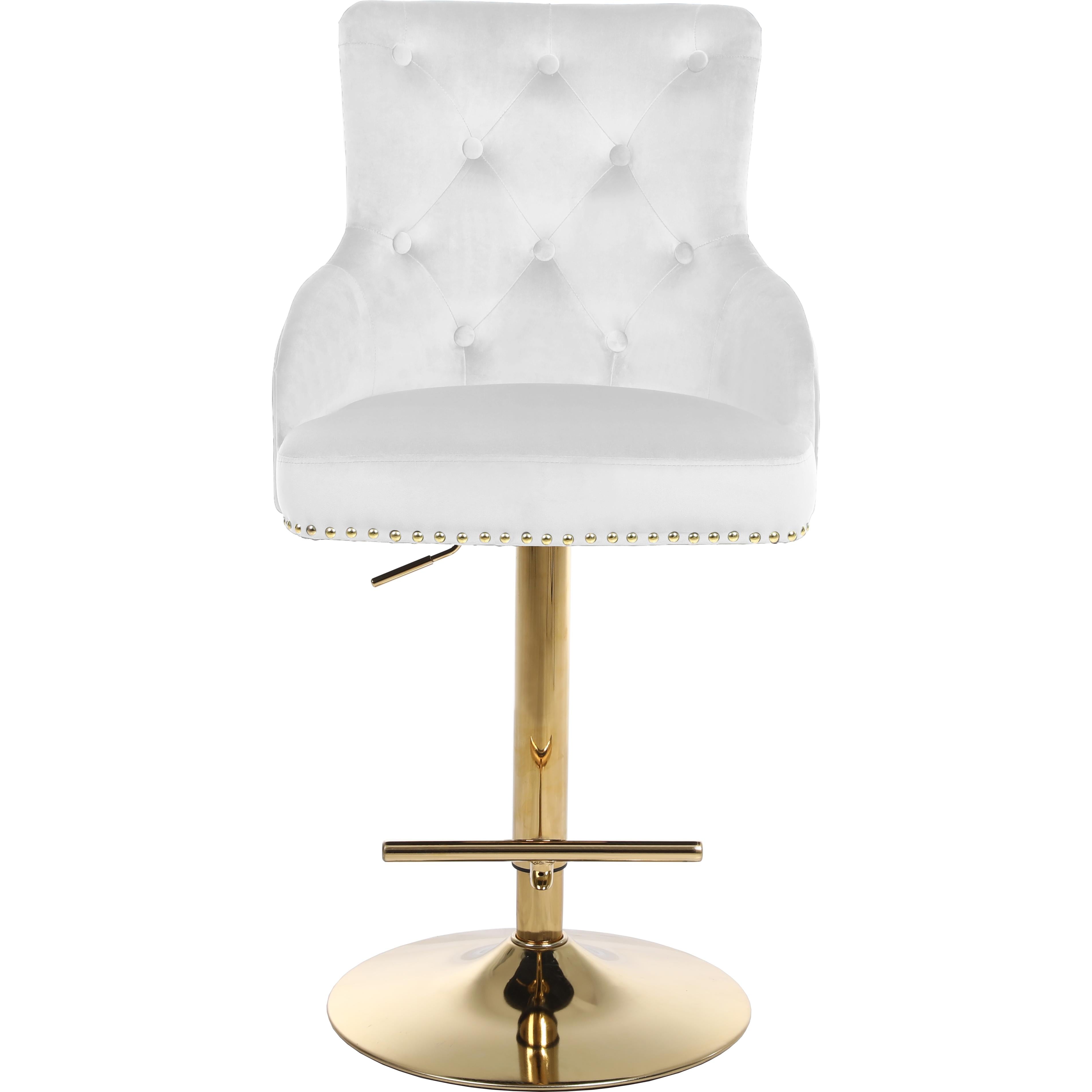 Meridian Claude White Velvet Adjustable Stool