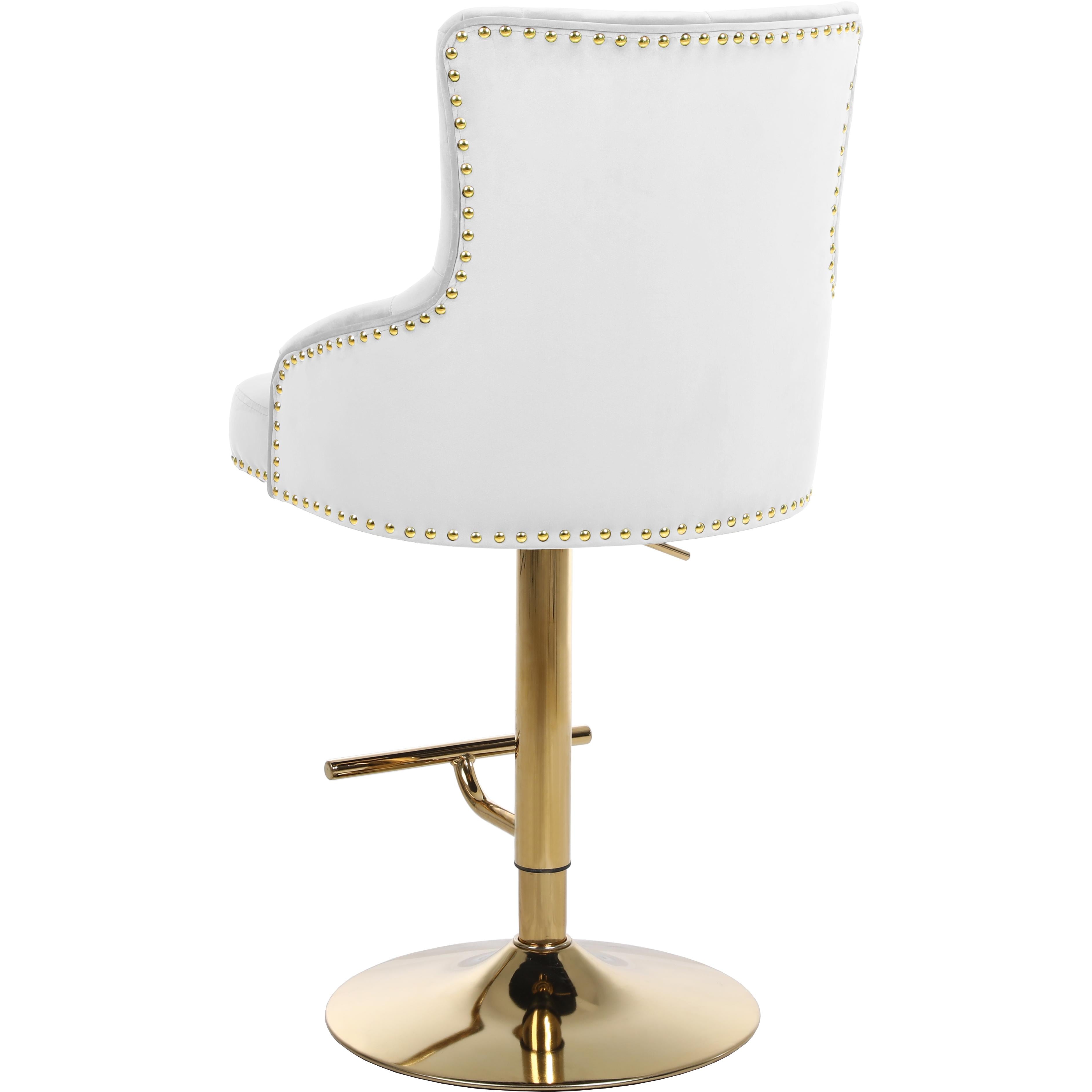 Meridian Claude White Velvet Adjustable Stool