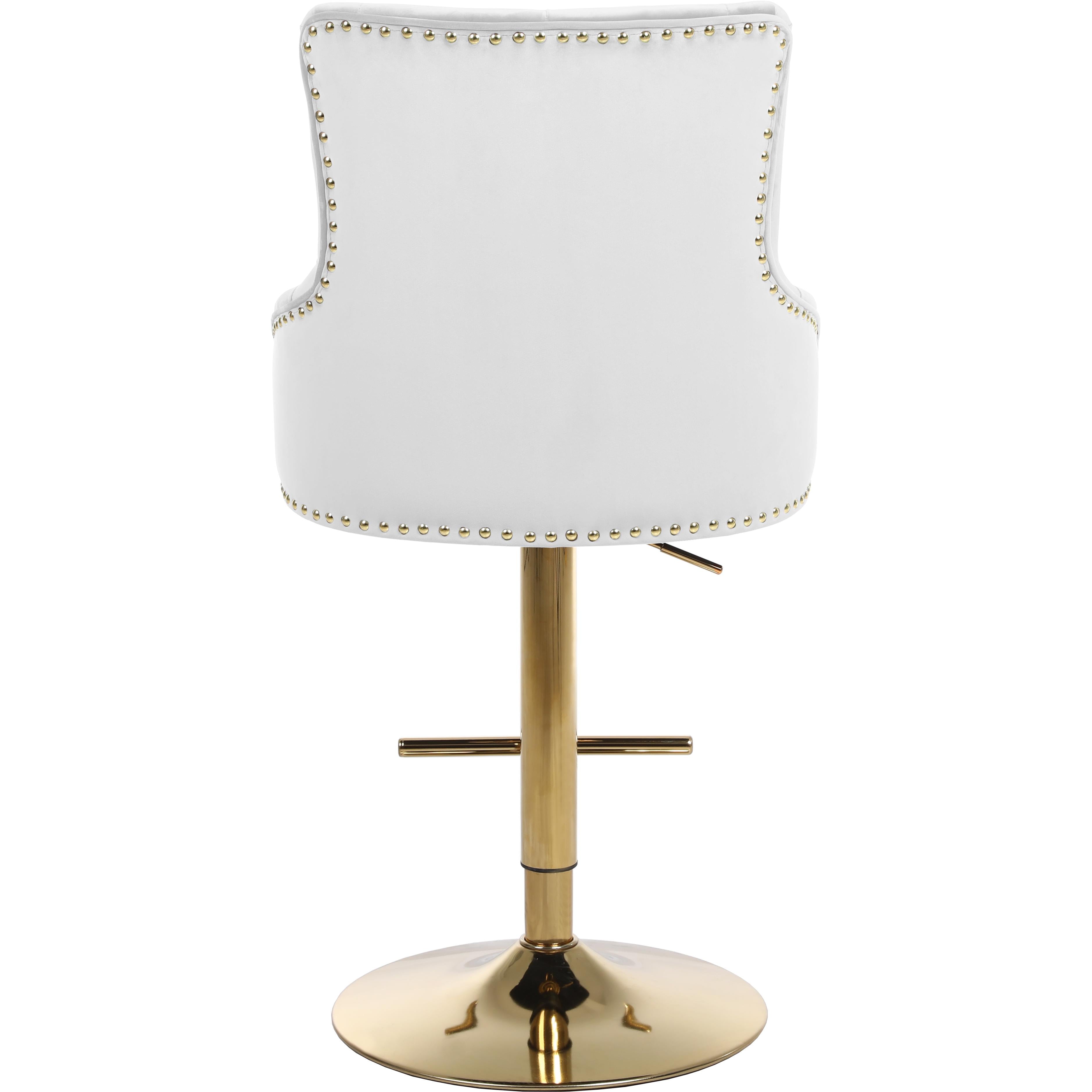 Meridian Claude White Velvet Adjustable Stool