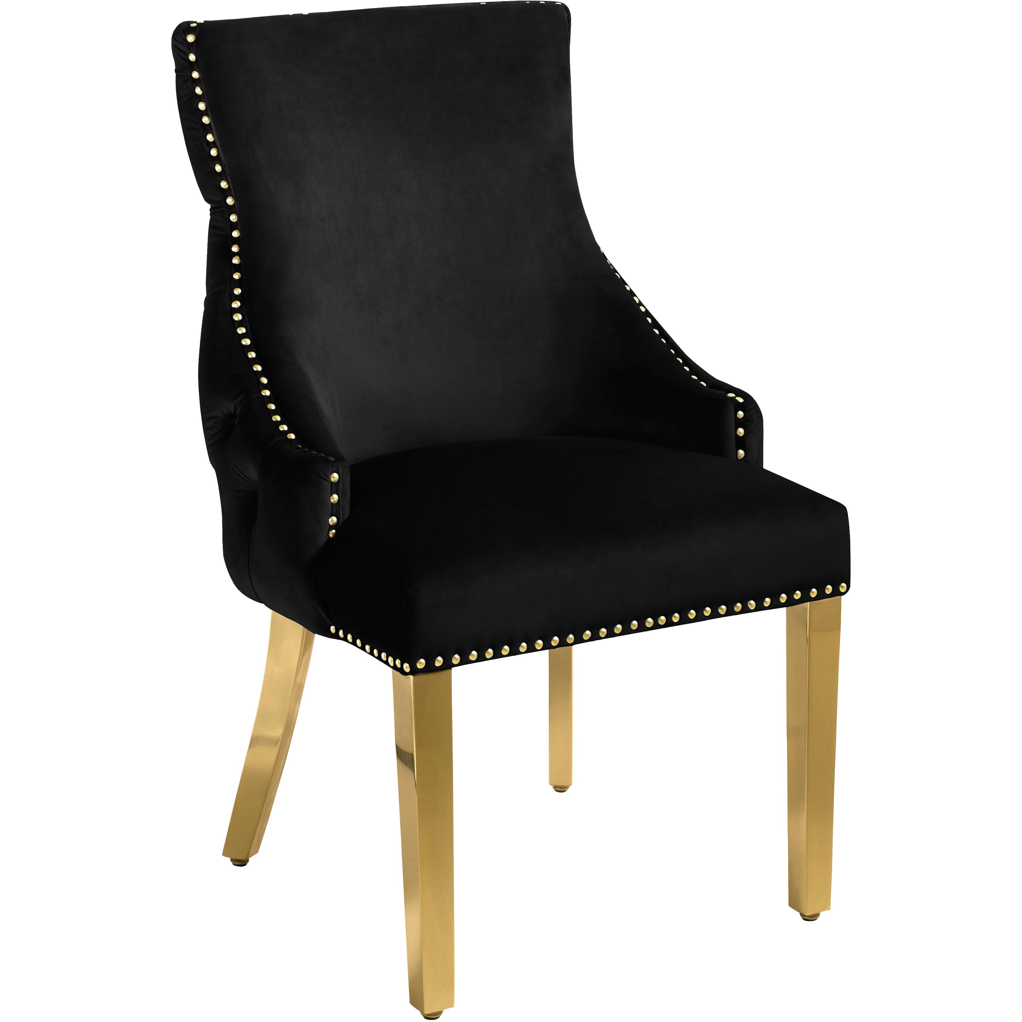 Meridian Tuft Black Velvet Dining Chair