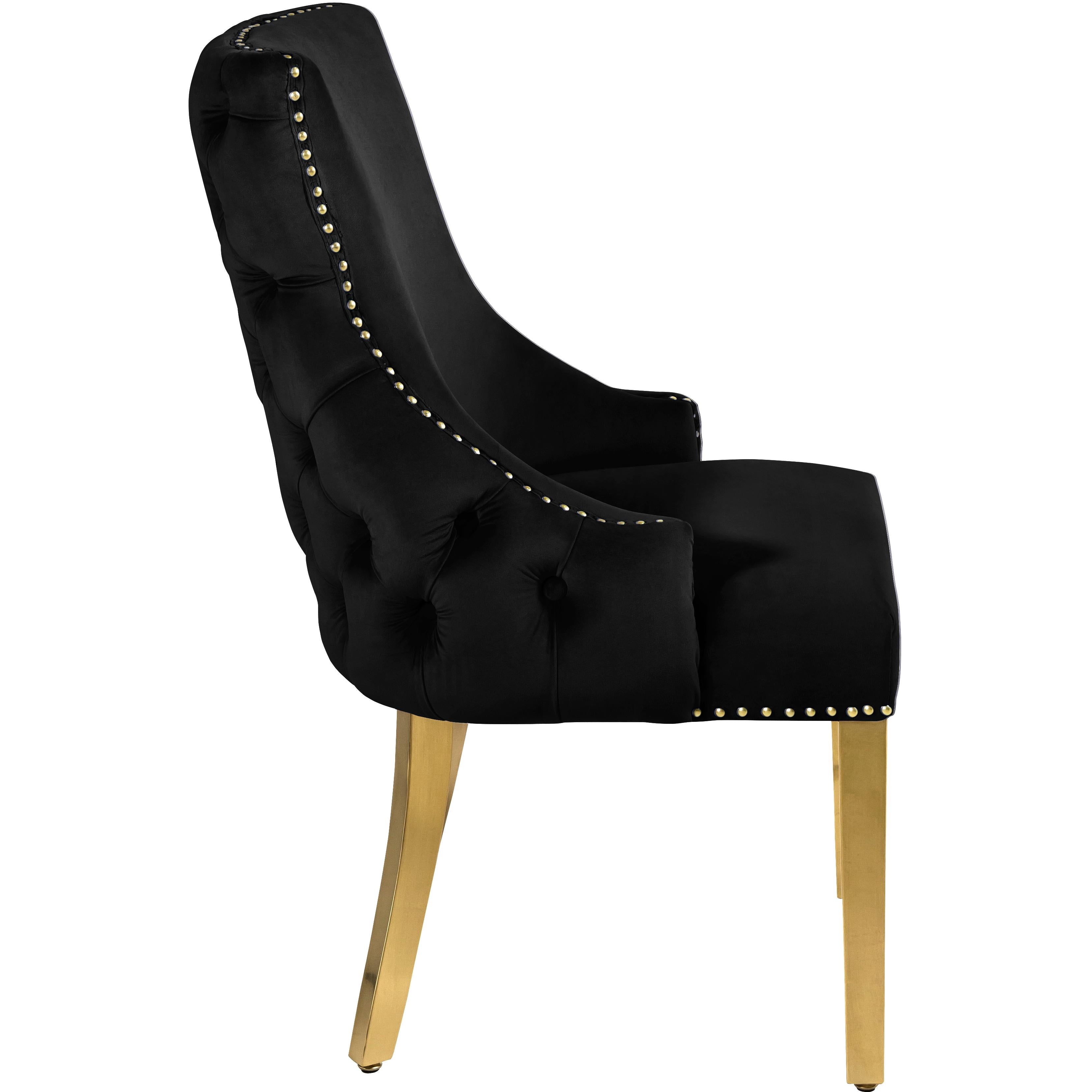 Meridian Tuft Black Velvet Dining Chair