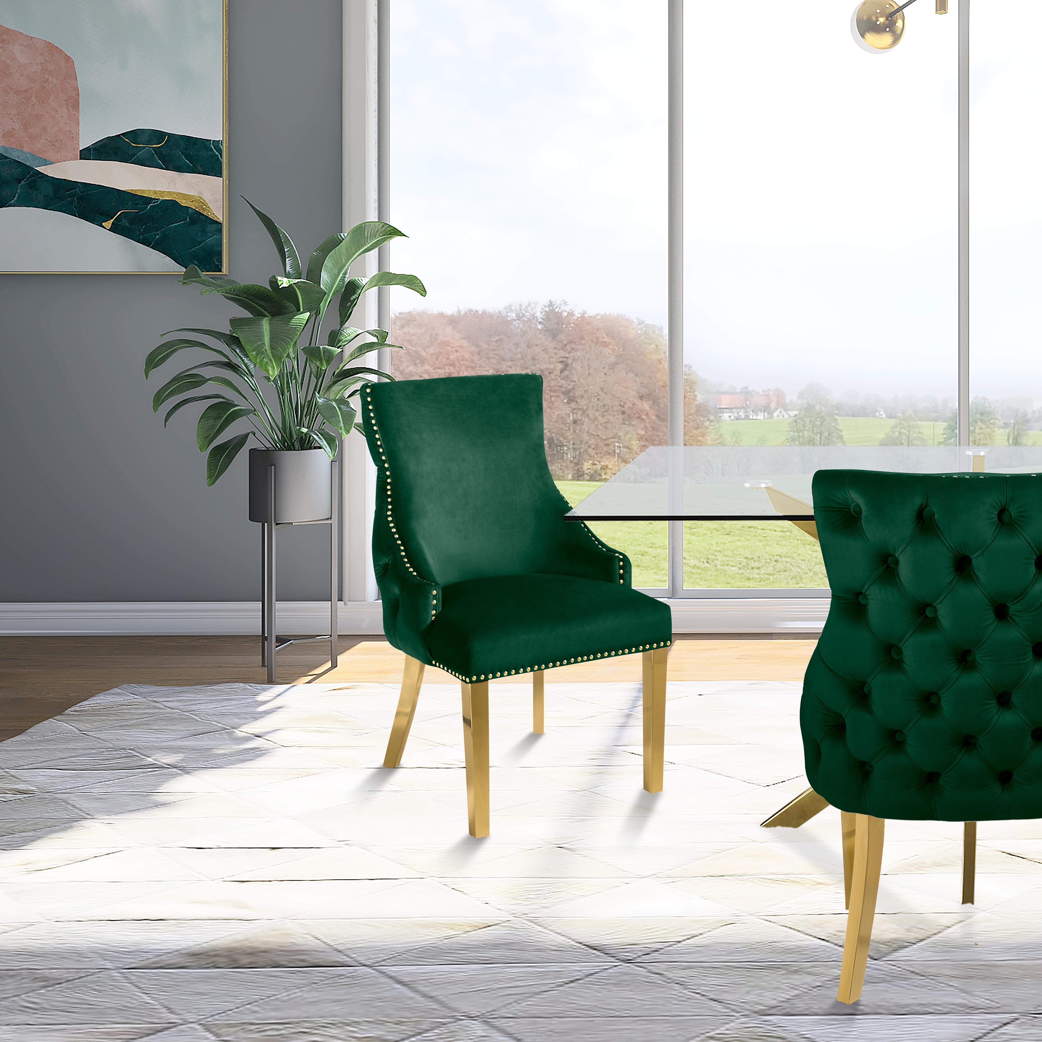 Meridian Tuft Green Velvet Dining Chair