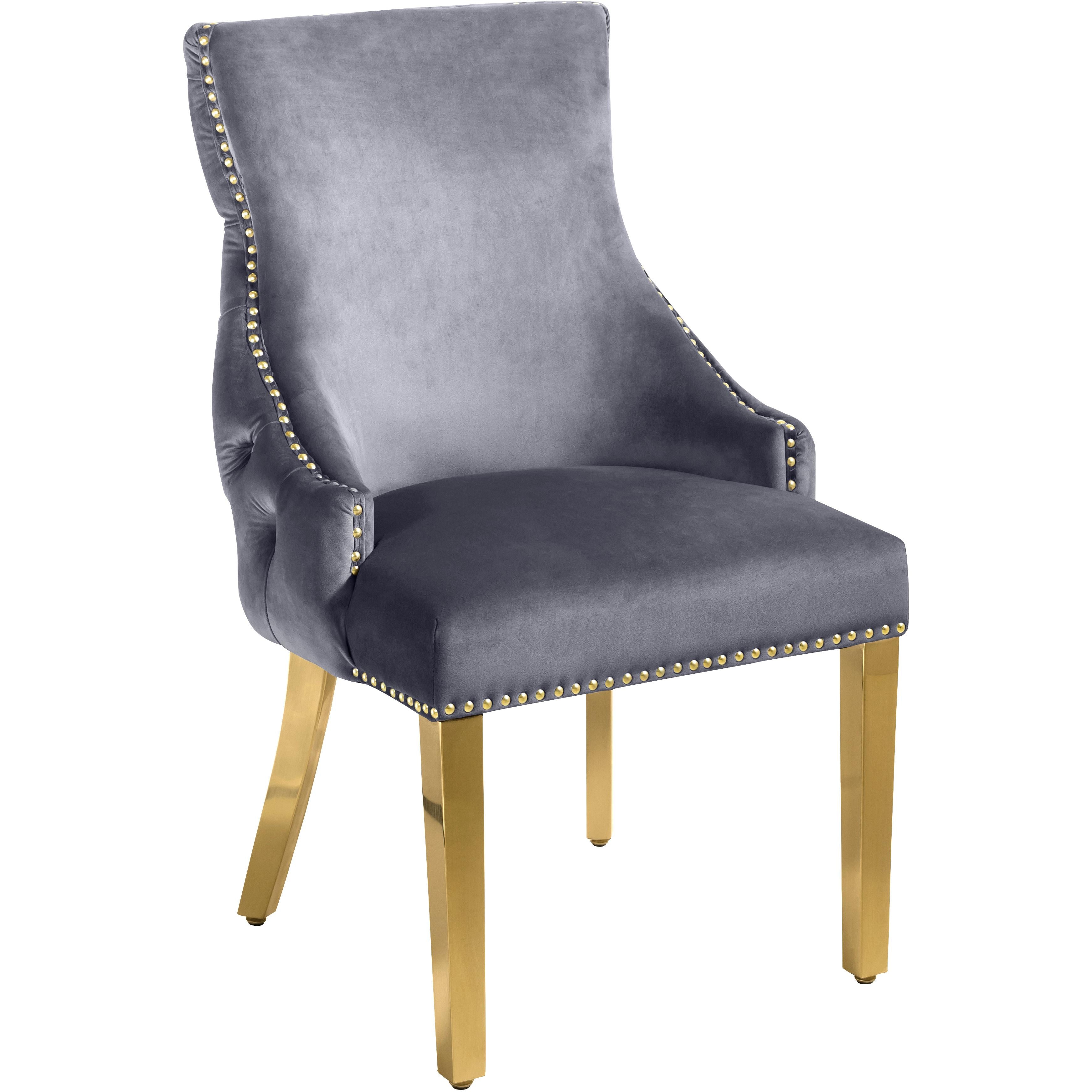 Meridian Tuft Grey Velvet Dining Chair