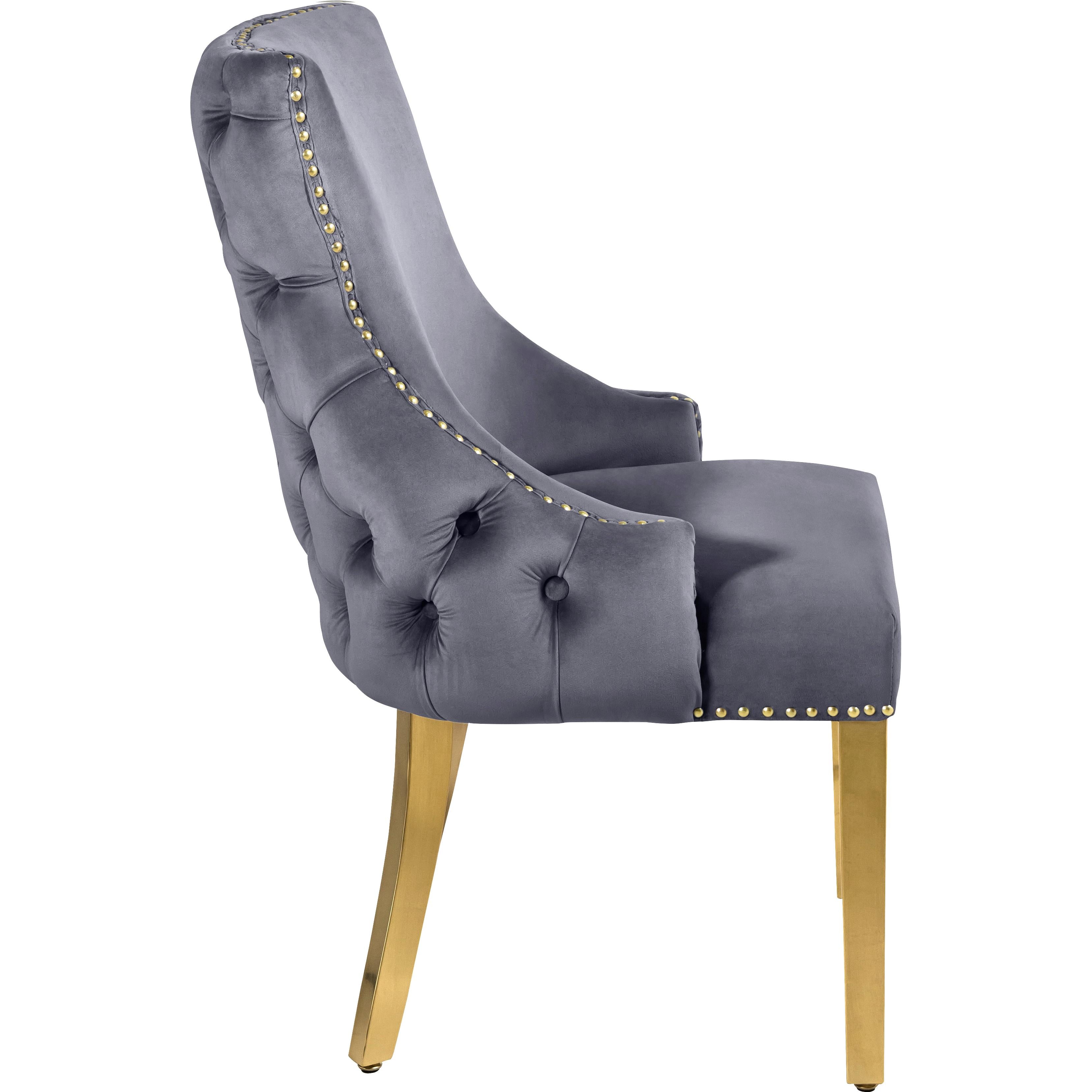 Meridian Tuft Grey Velvet Dining Chair