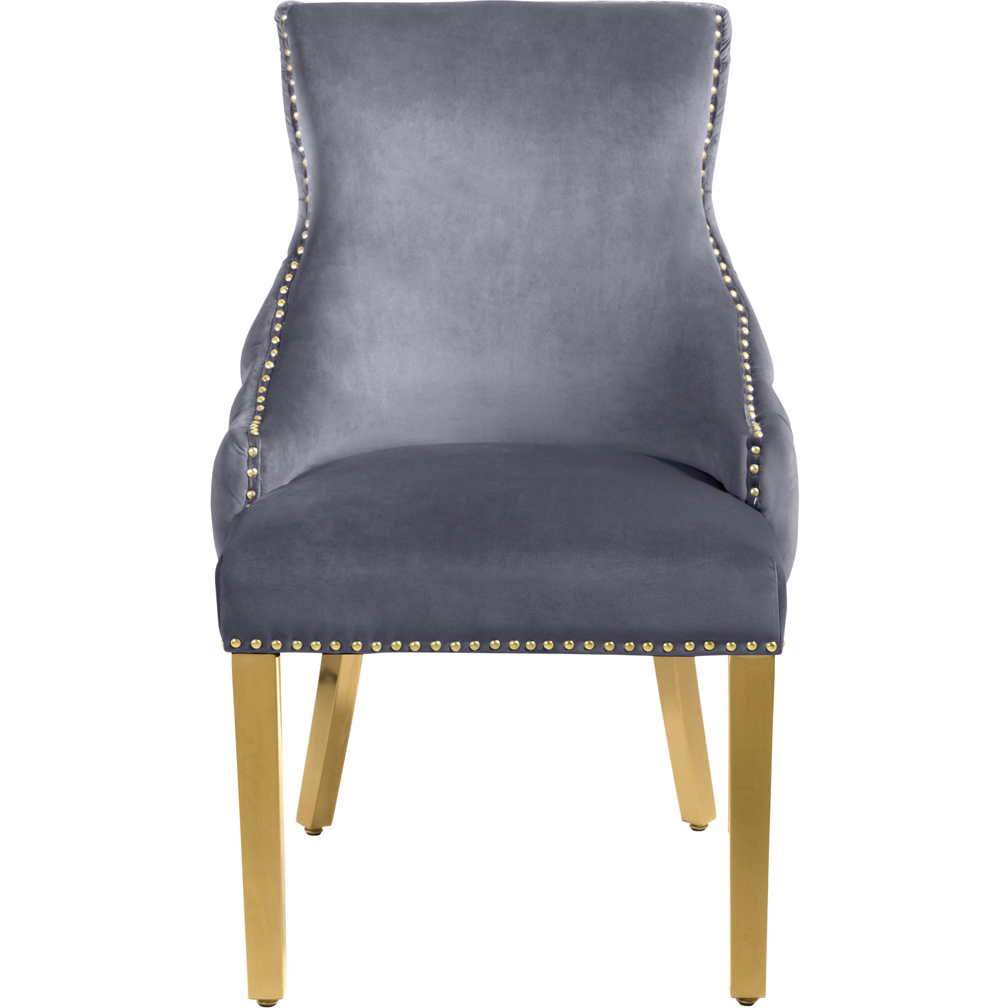 Meridian Tuft Grey Velvet Dining Chair