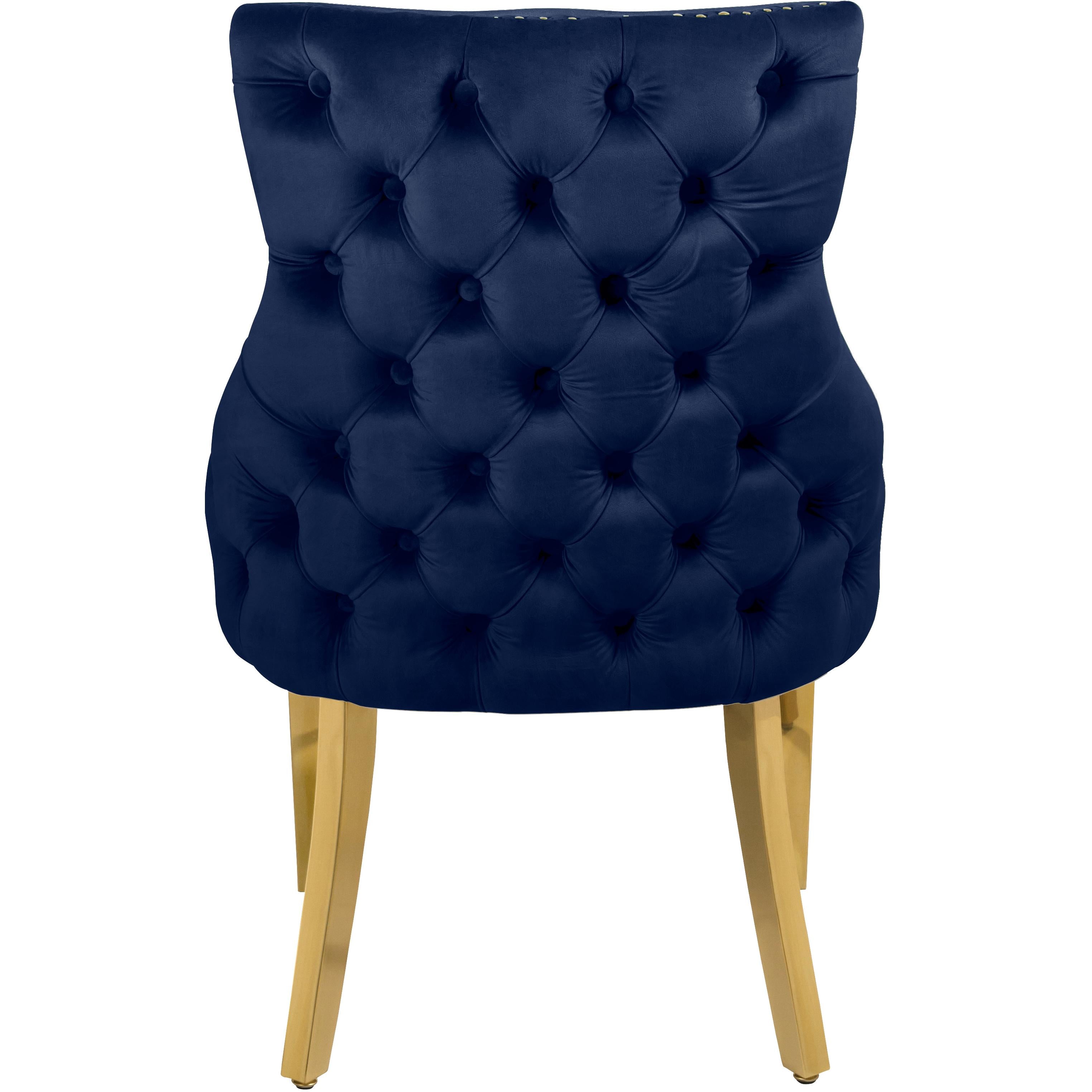 Meridian Tuft Navy Velvet Dining Chair