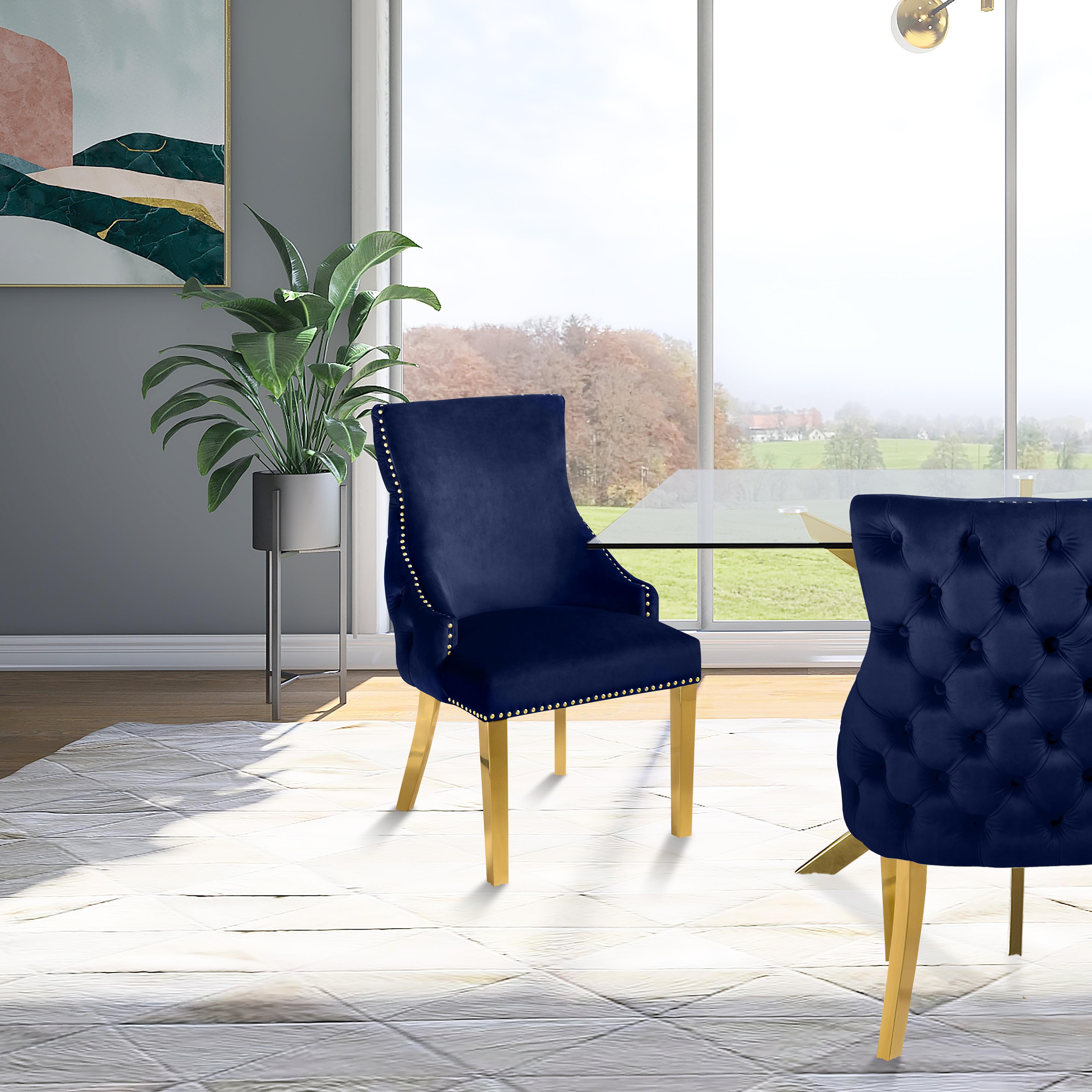 Meridian Tuft Navy Velvet Dining Chair