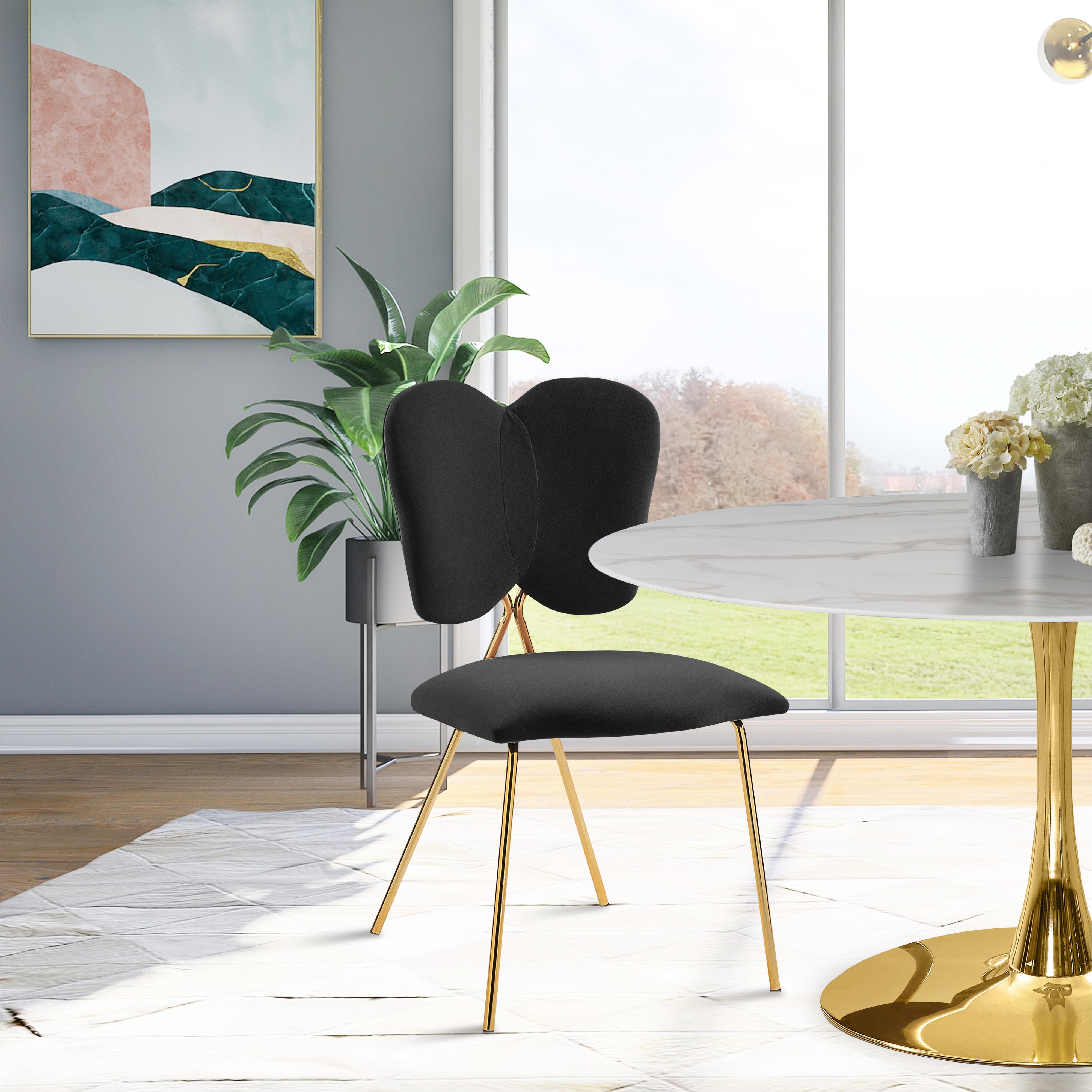 Meridian Angel Black Velvet Dining Chair