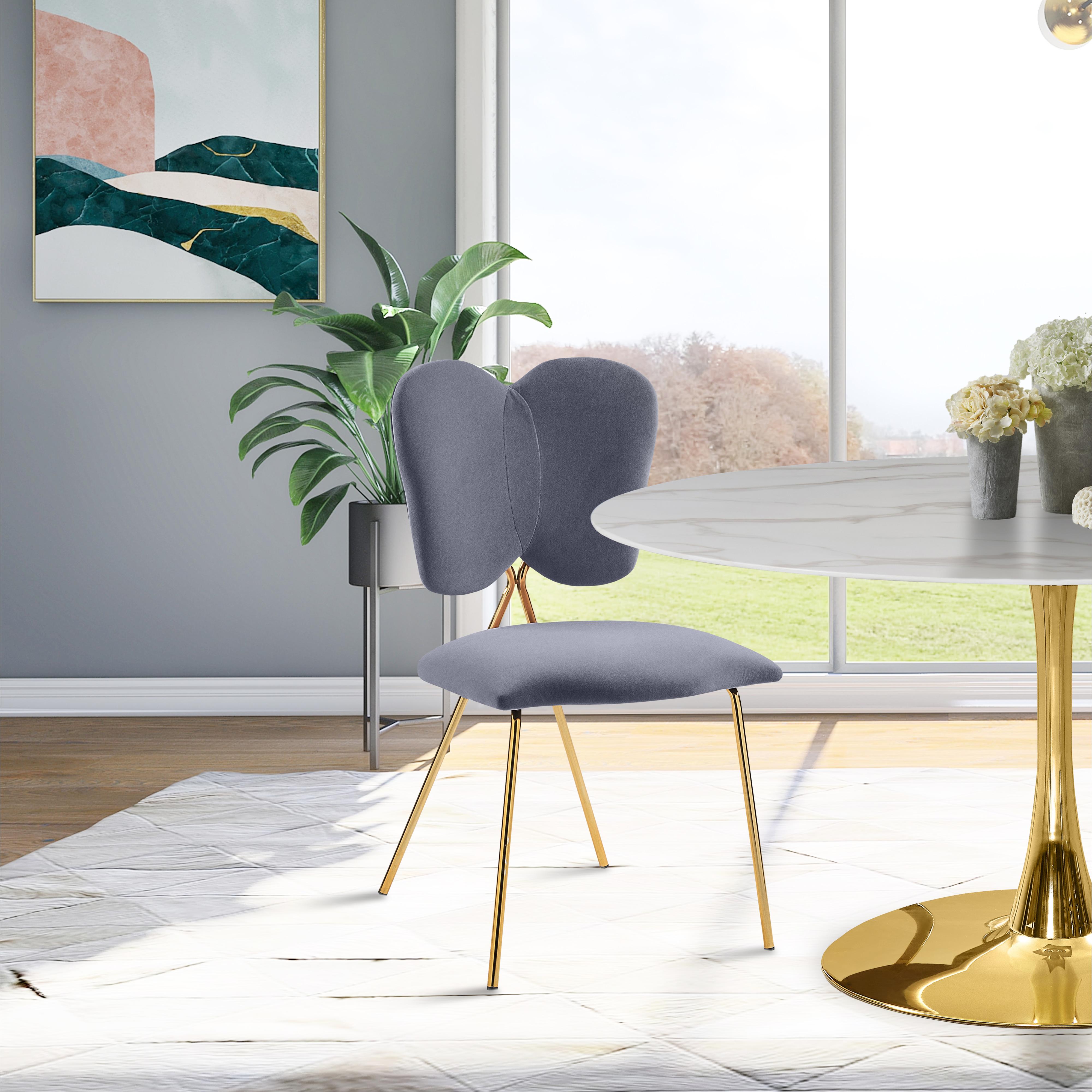 Meridian Angel Grey Velvet Dining Chair