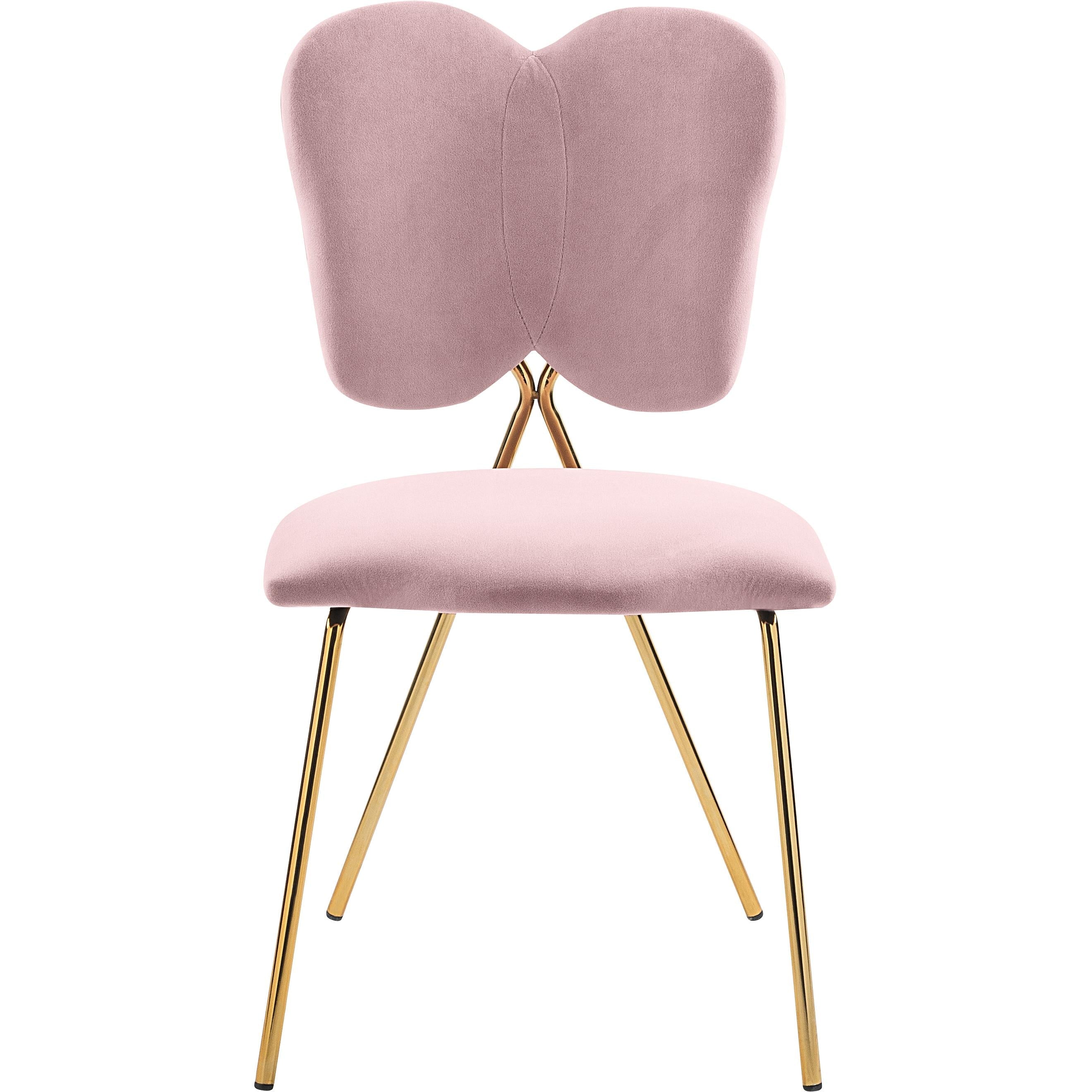 Meridian Angel Pink Velvet Dining Chair