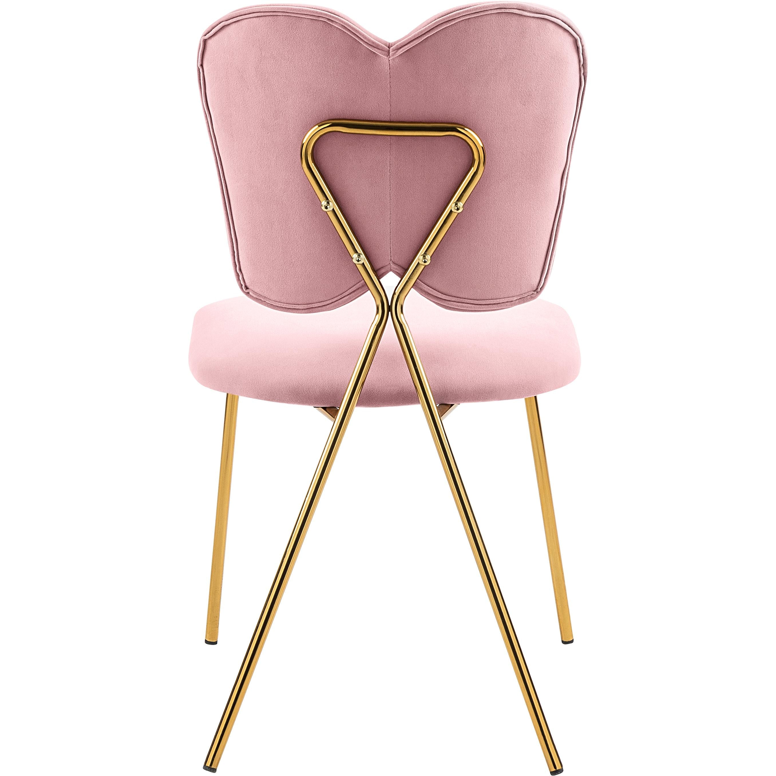 Meridian Angel Pink Velvet Dining Chair