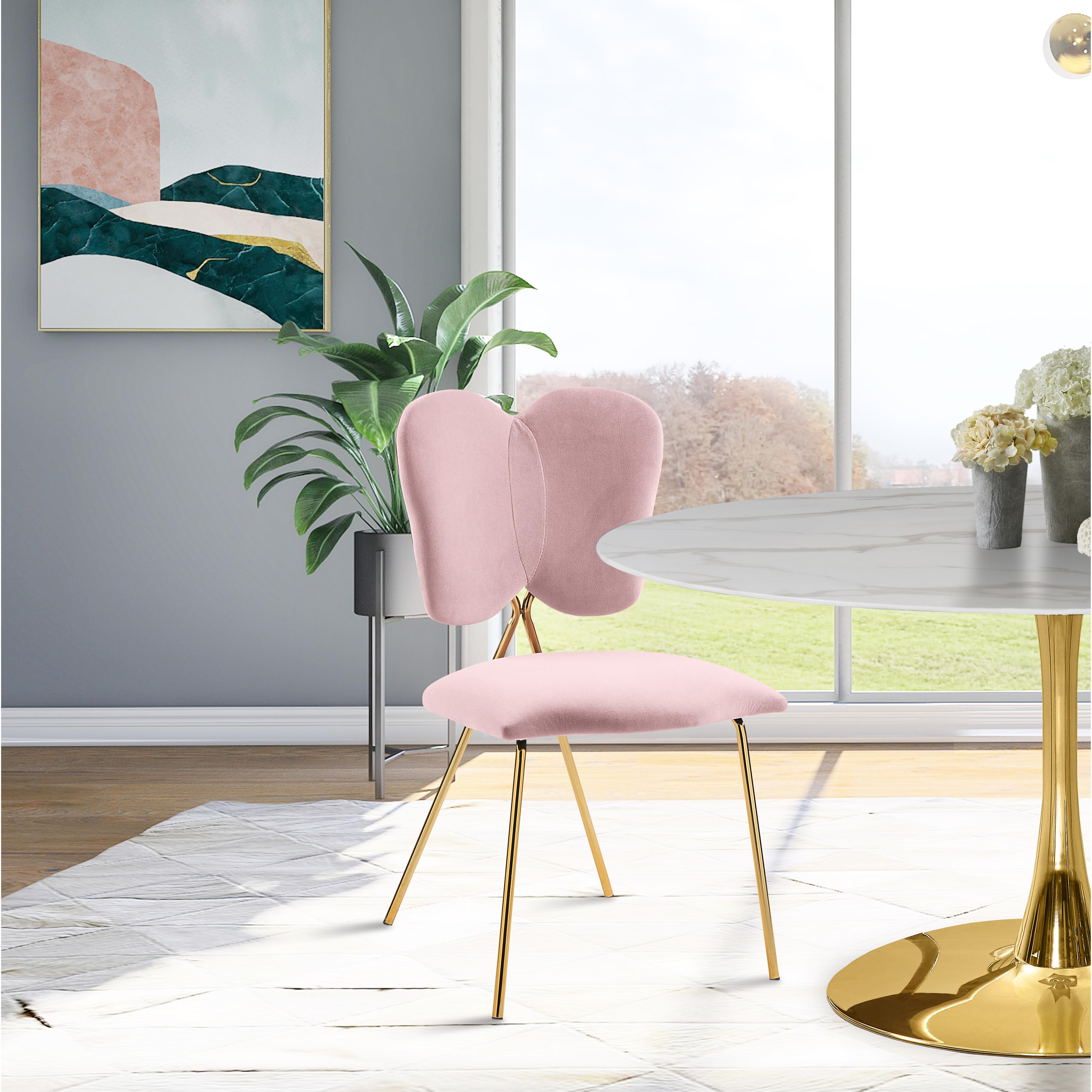 Meridian Angel Pink Velvet Dining Chair