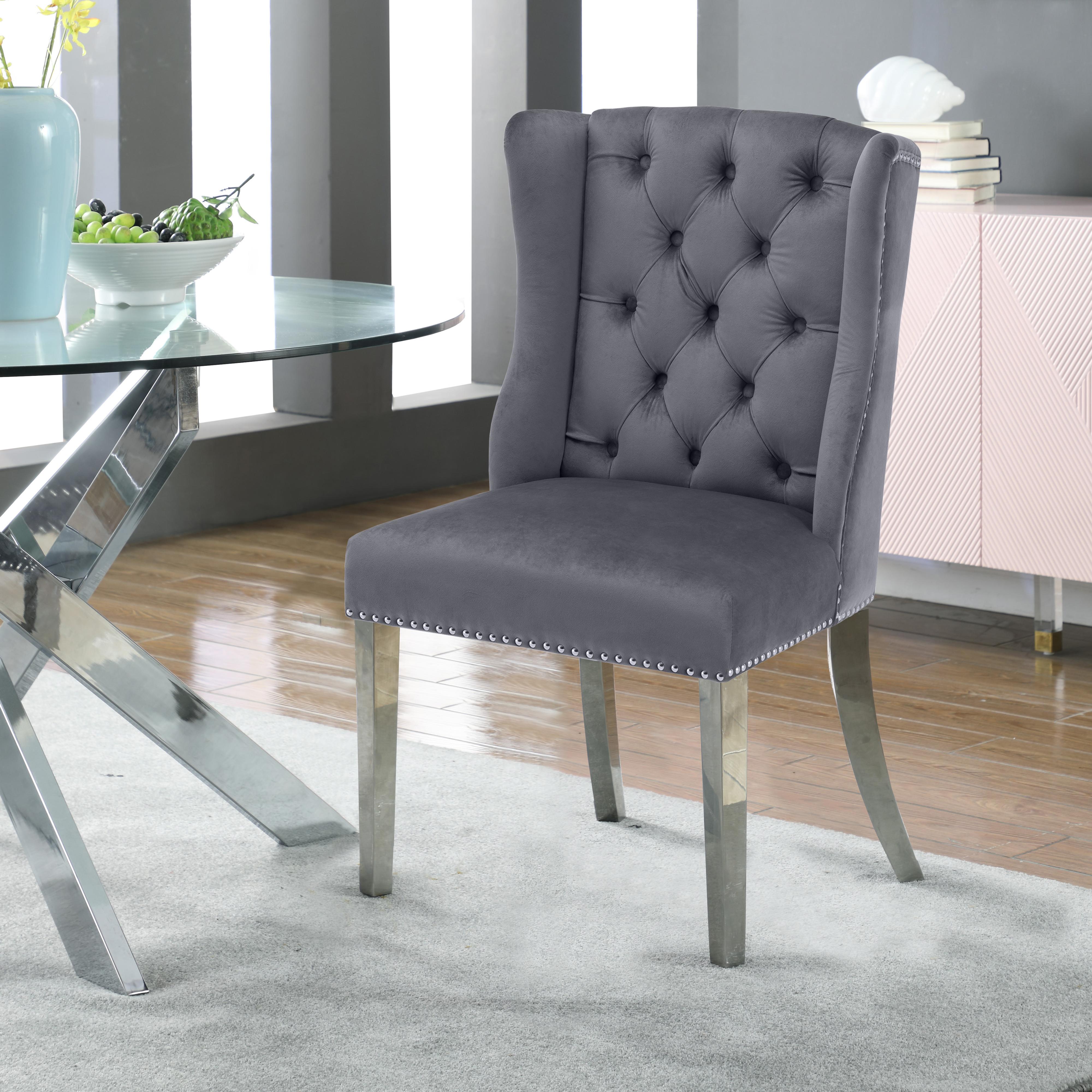 Meridian Suri Grey Velvet Dining Chair