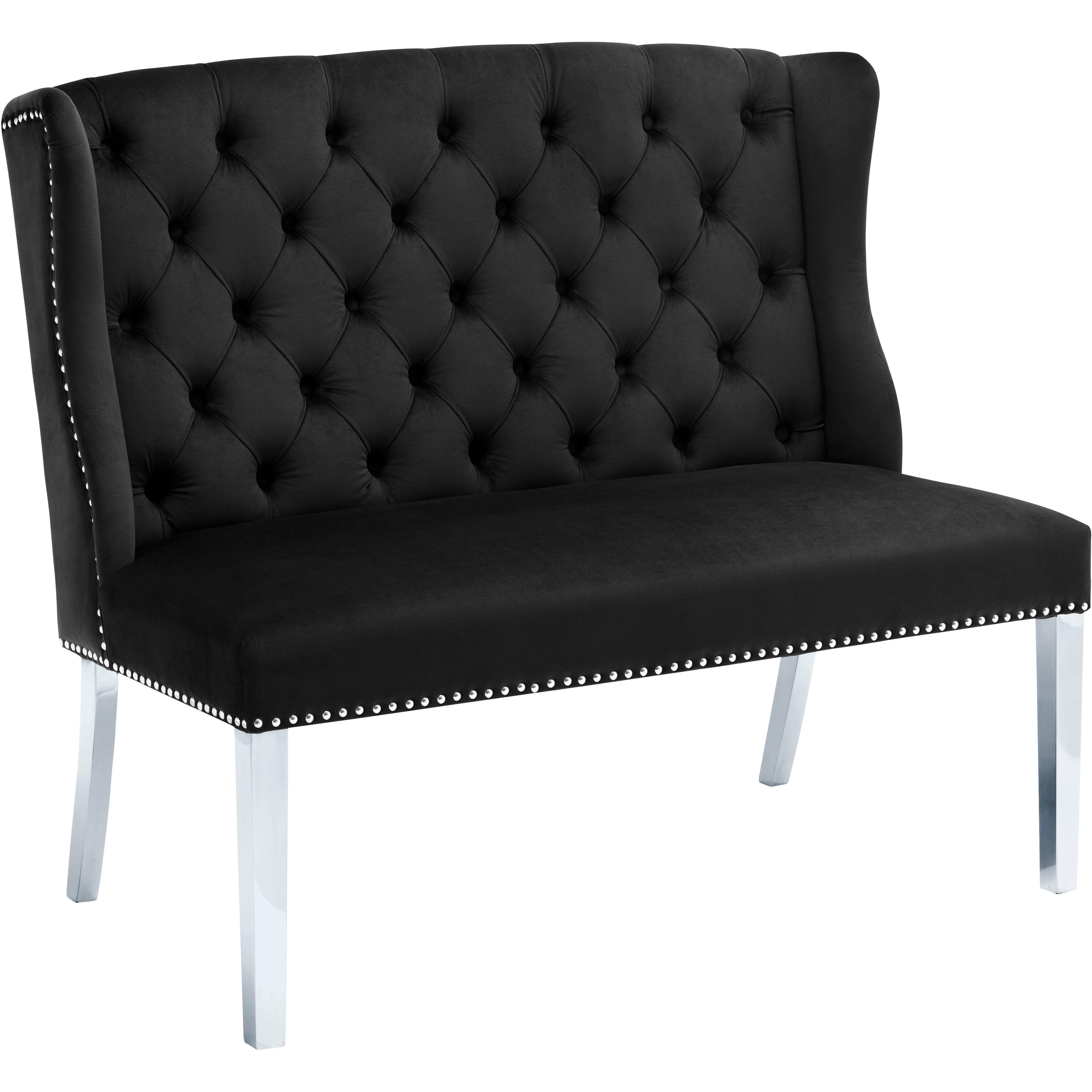 Meridian Suri Black Velvet Settee Bench