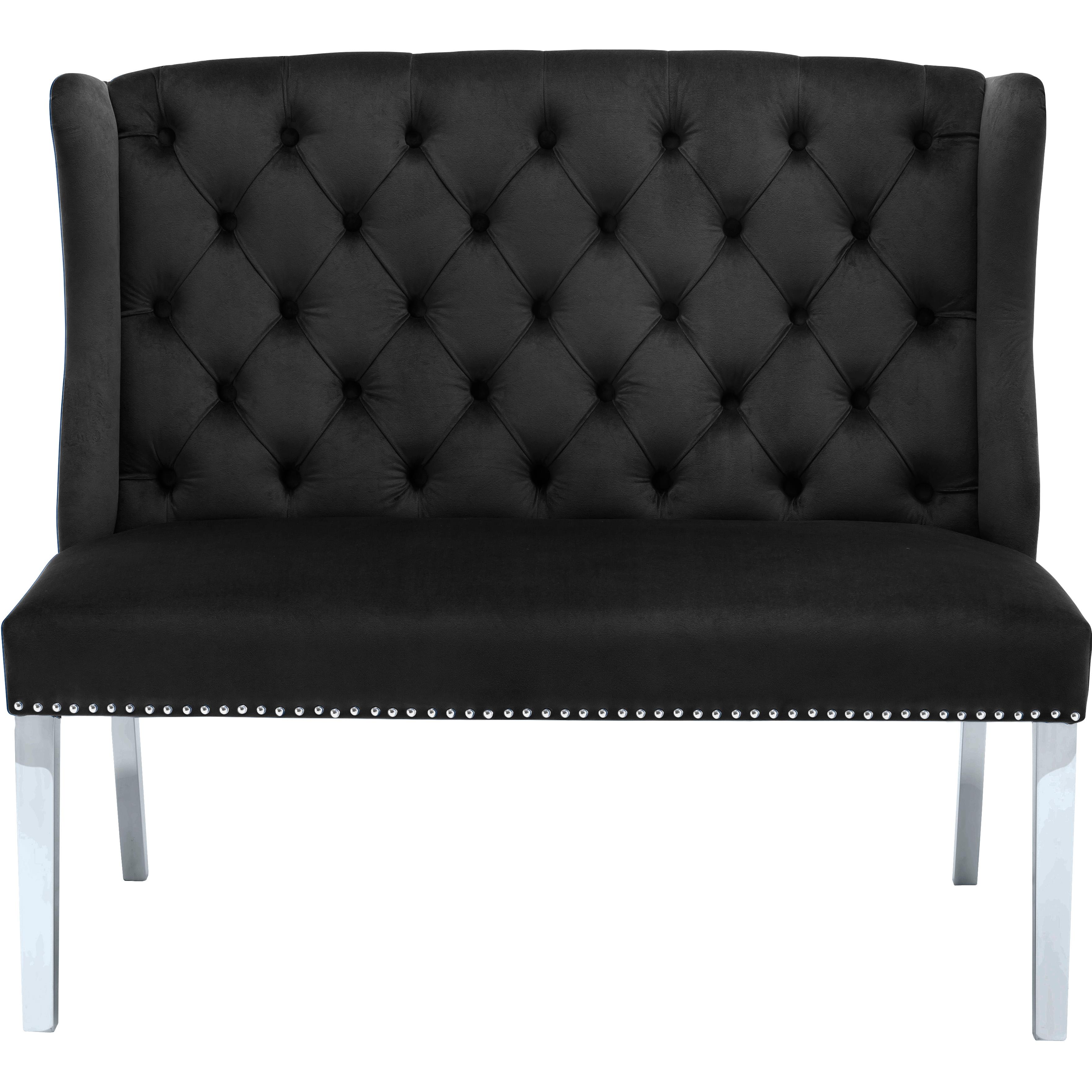 Meridian Suri Black Velvet Settee Bench