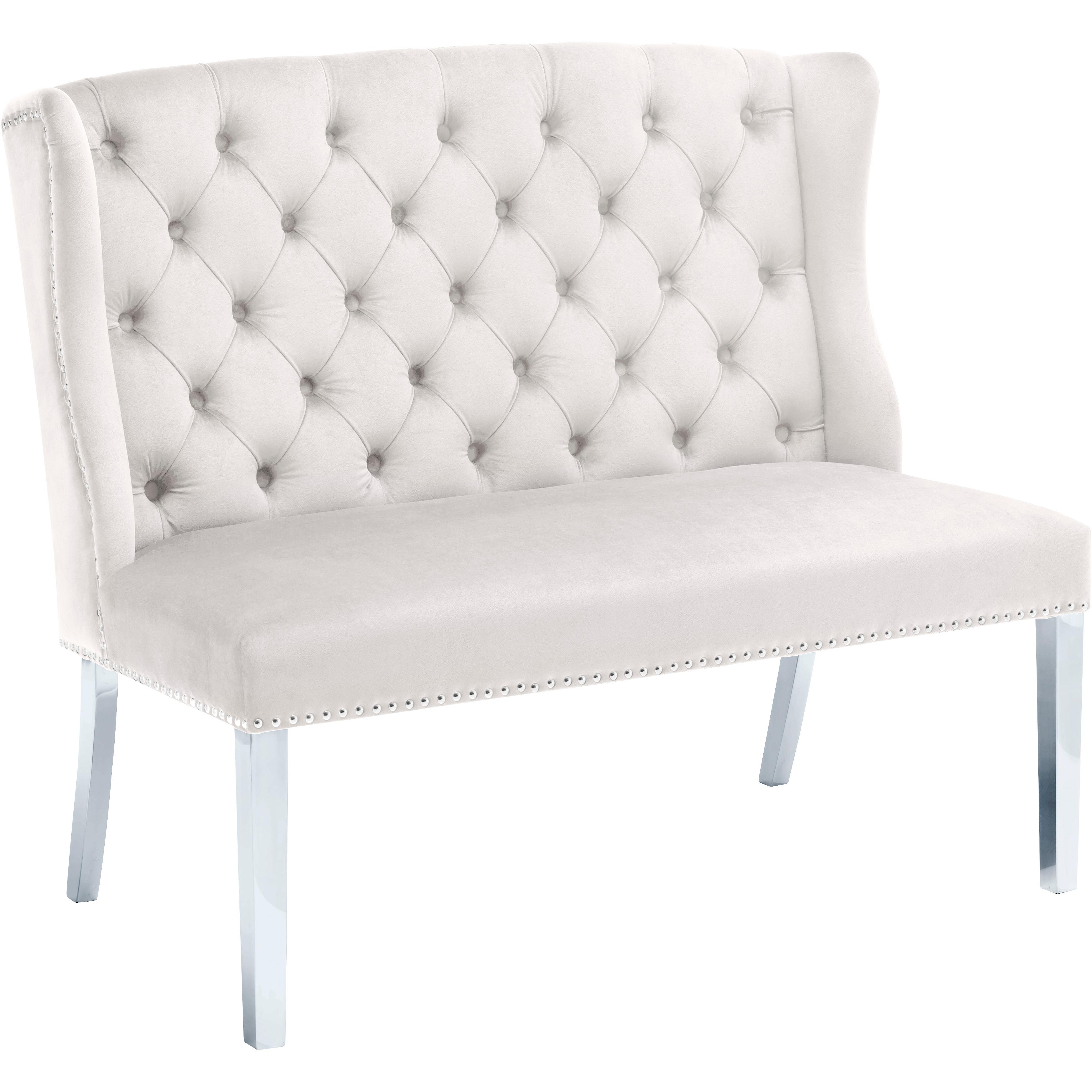 Meridian Suri Cream Velvet Settee Bench