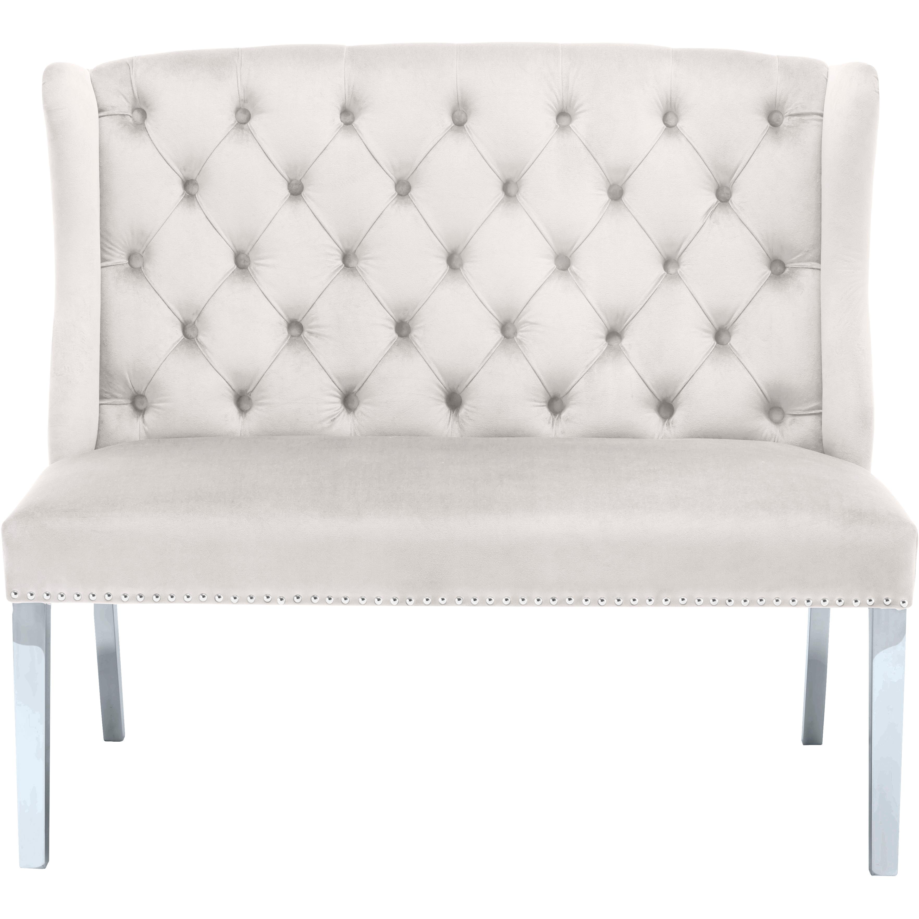 Meridian Suri Cream Velvet Settee Bench