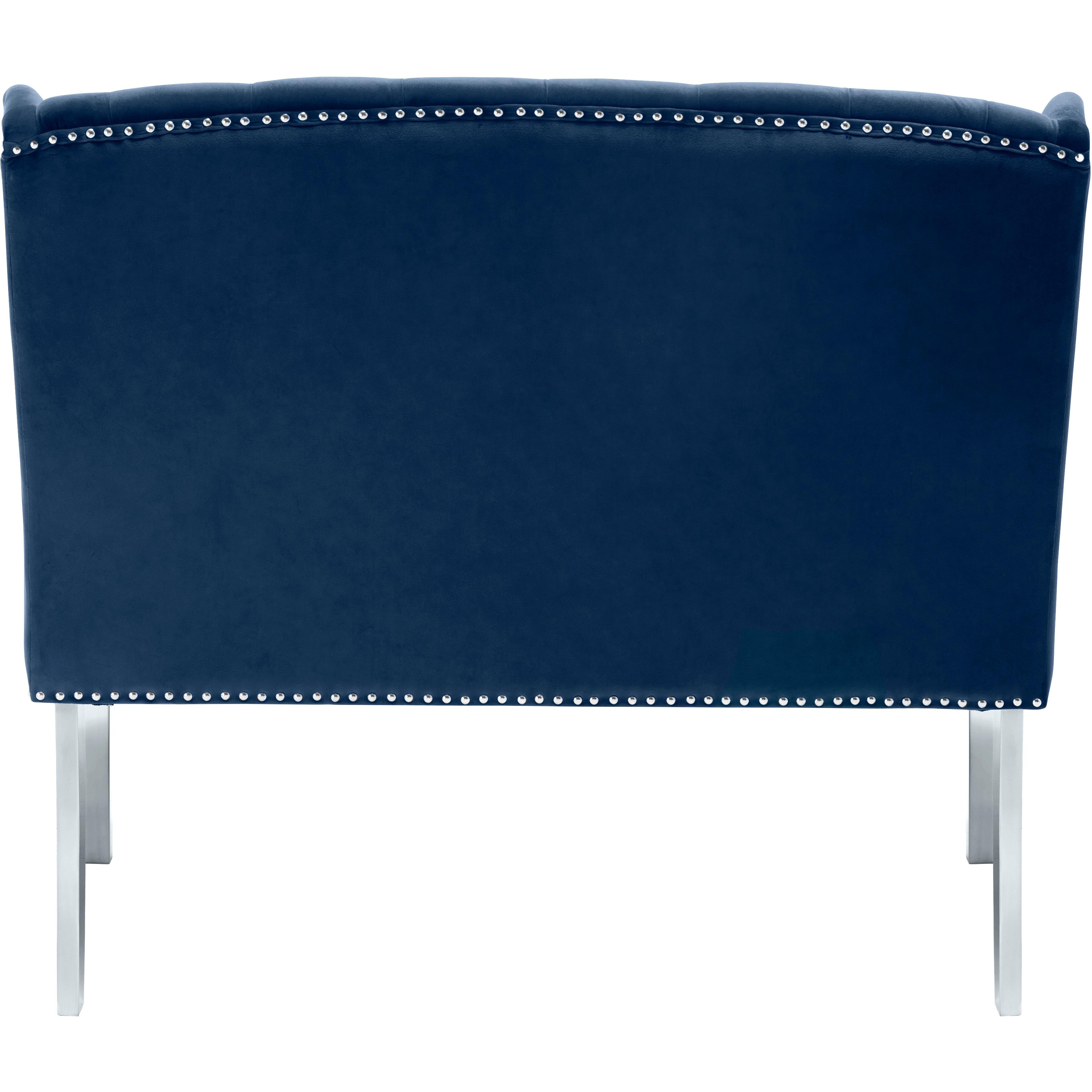 Meridian Suri Navy Velvet Settee Bench