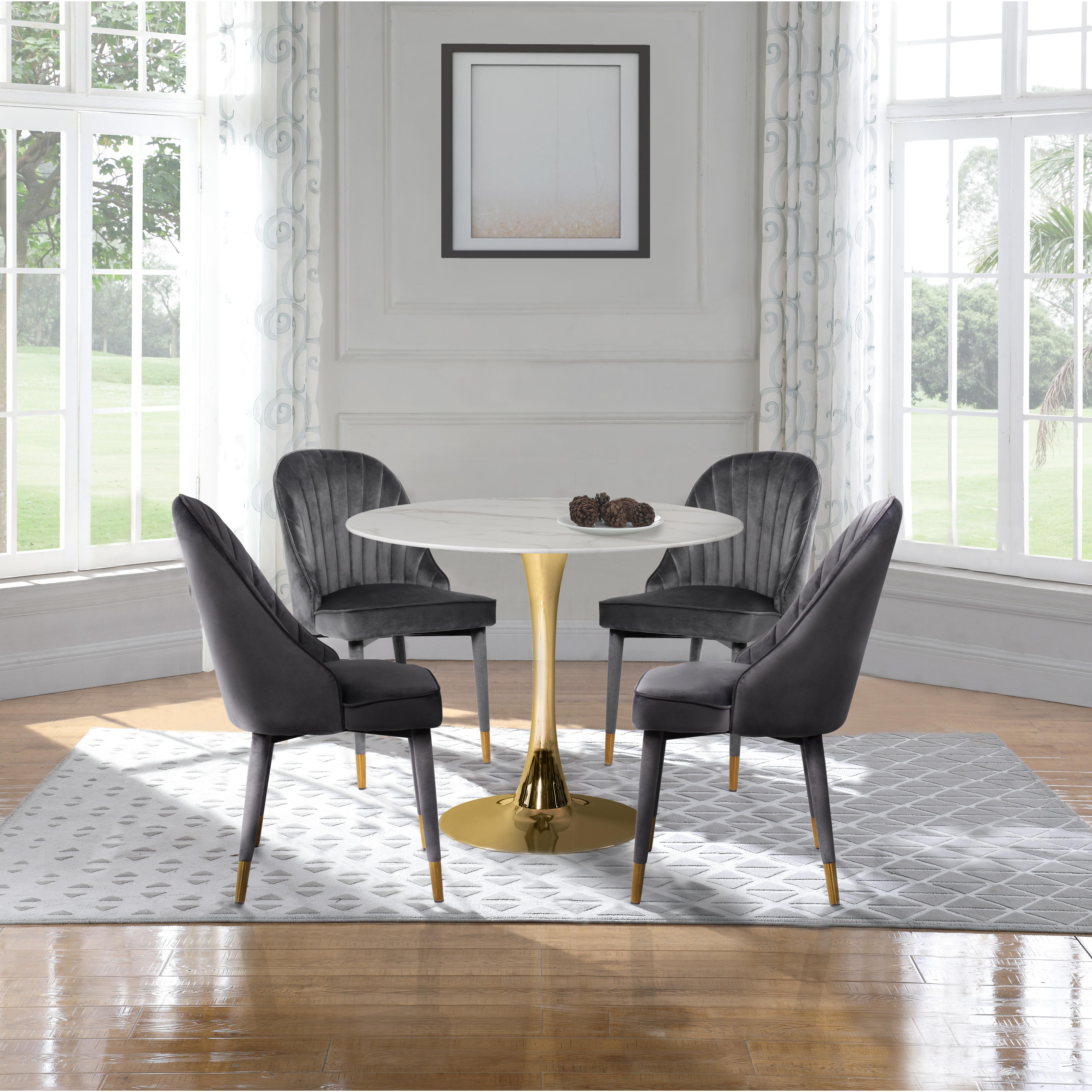 Meridian Belle Grey Velvet Dining Chair