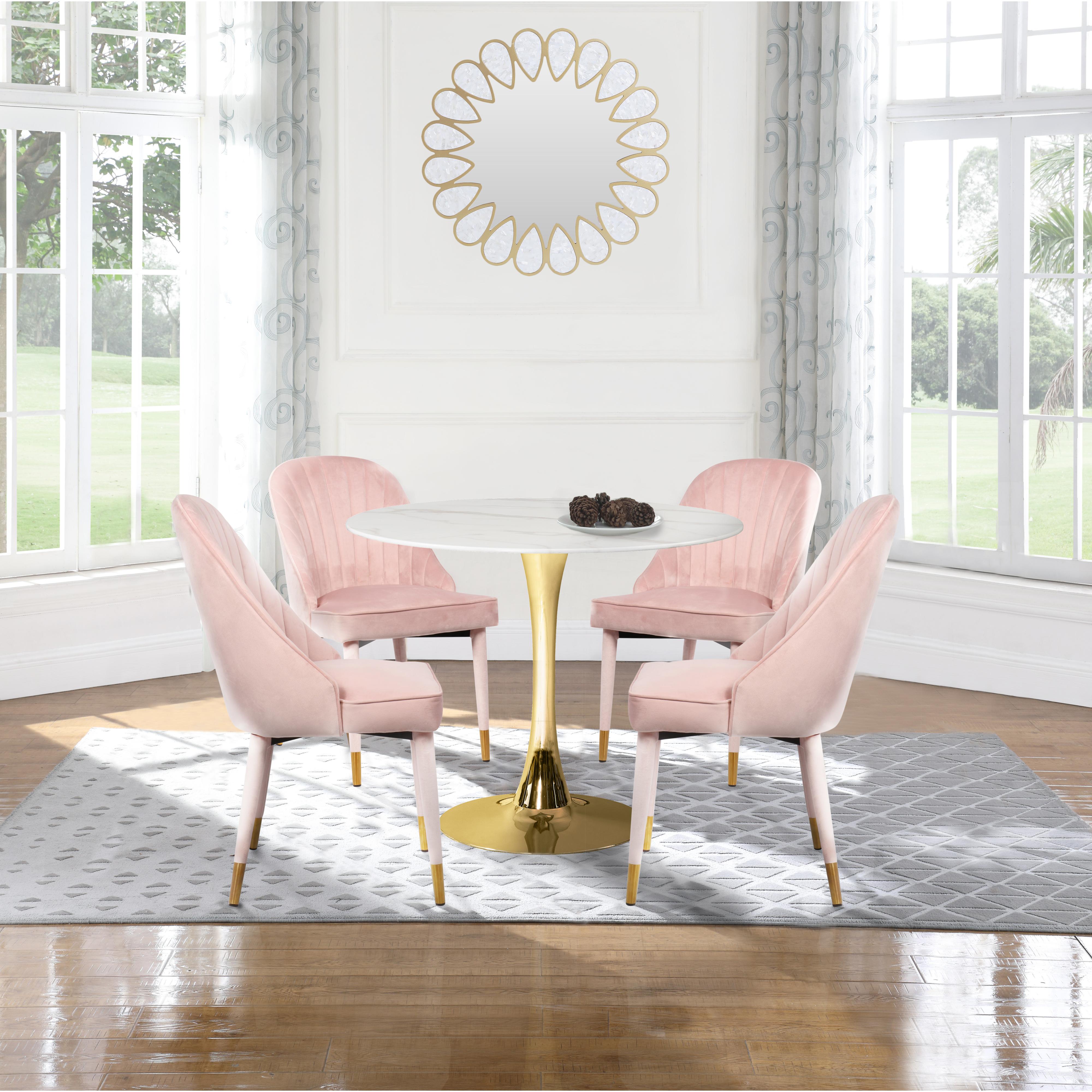 Meridian Belle Pink Velvet Dining Chair