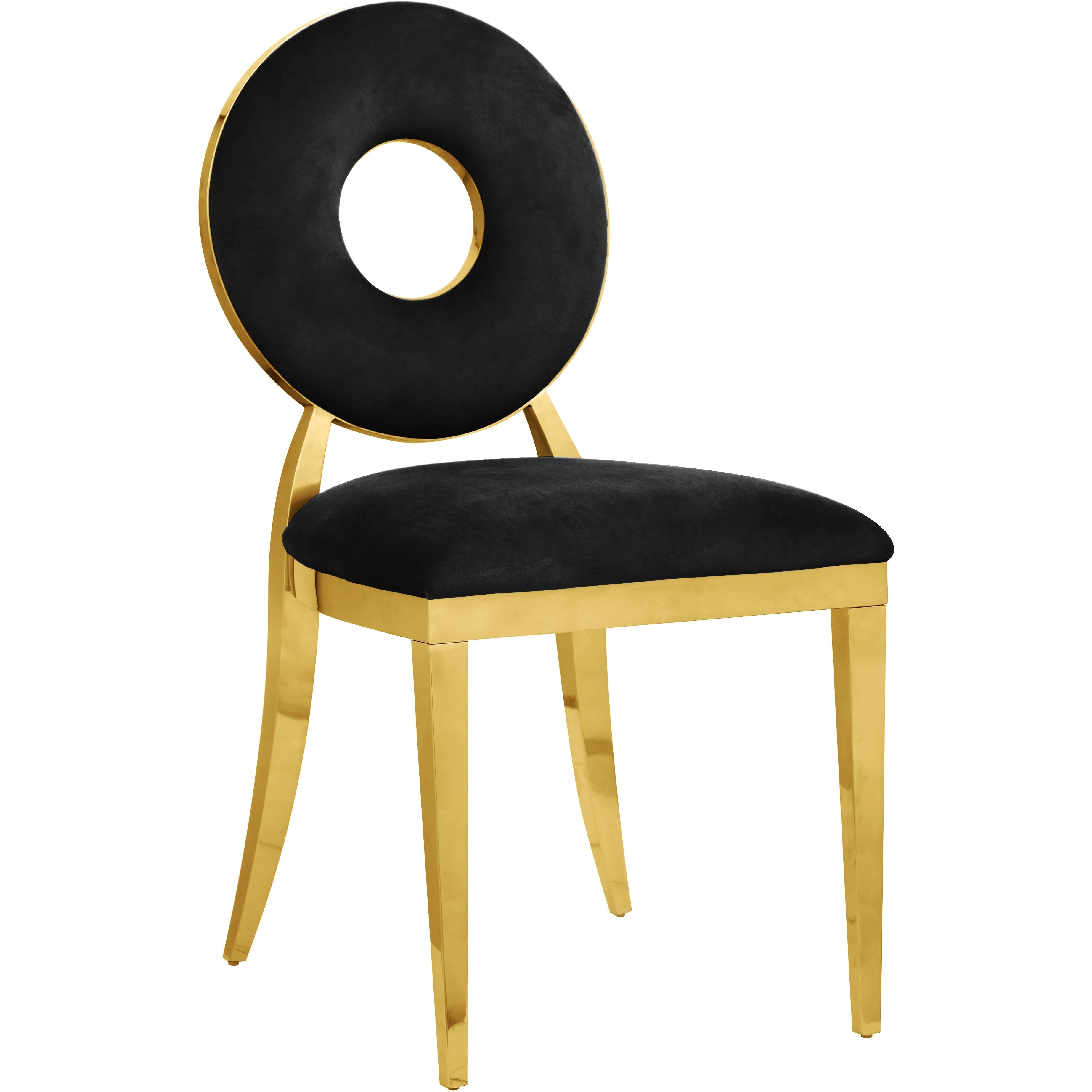 Meridian Carousel Black Velvet Dining Chair