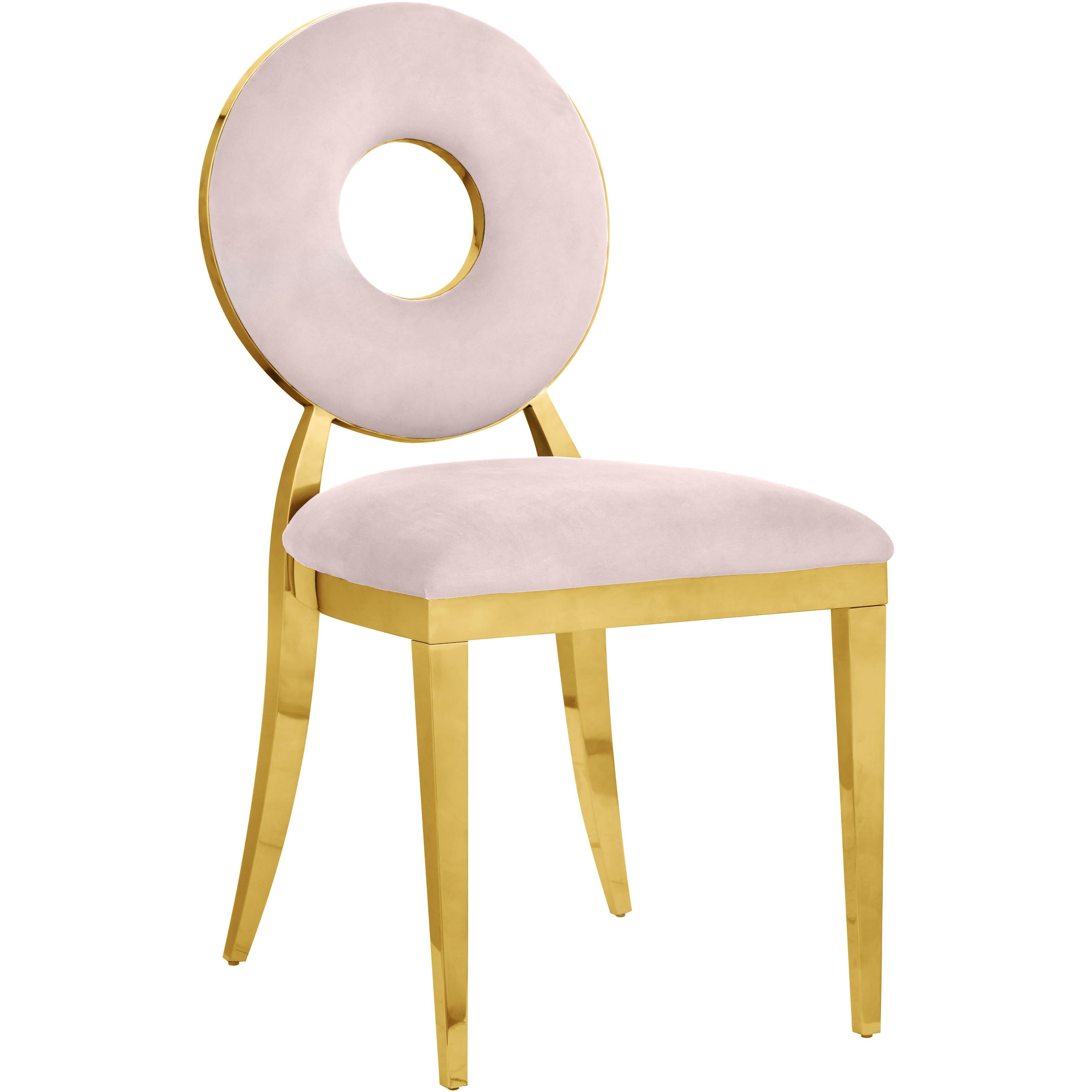 Meridian Carousel Pink Velvet Dining Chair