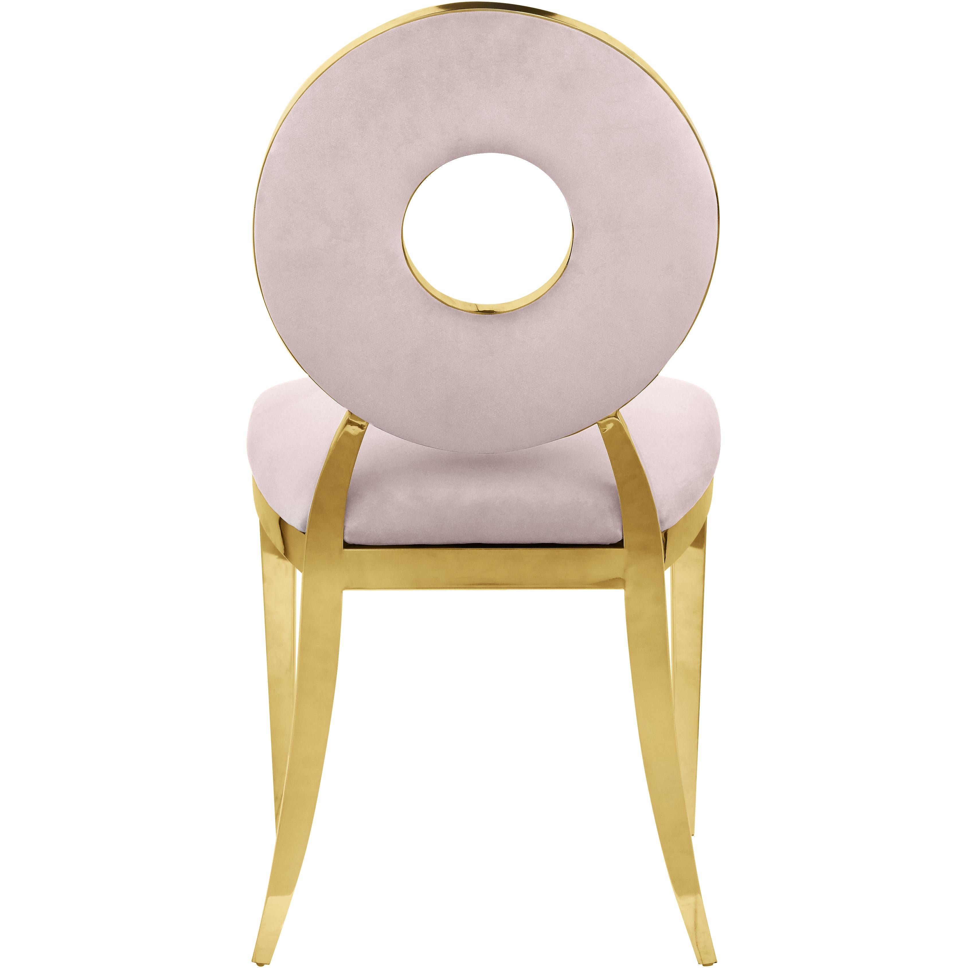 Meridian Carousel Pink Velvet Dining Chair