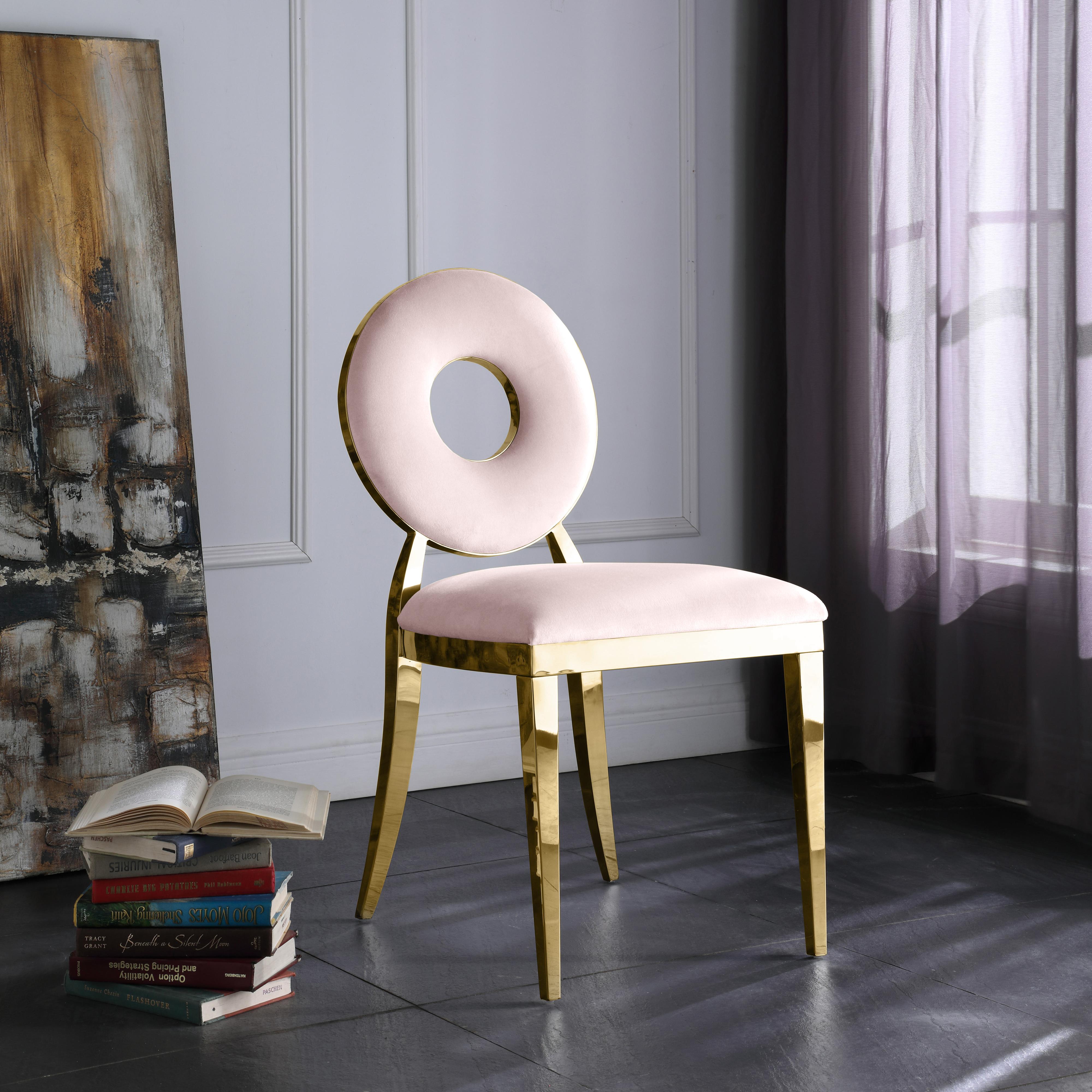 Meridian Carousel Pink Velvet Dining Chair