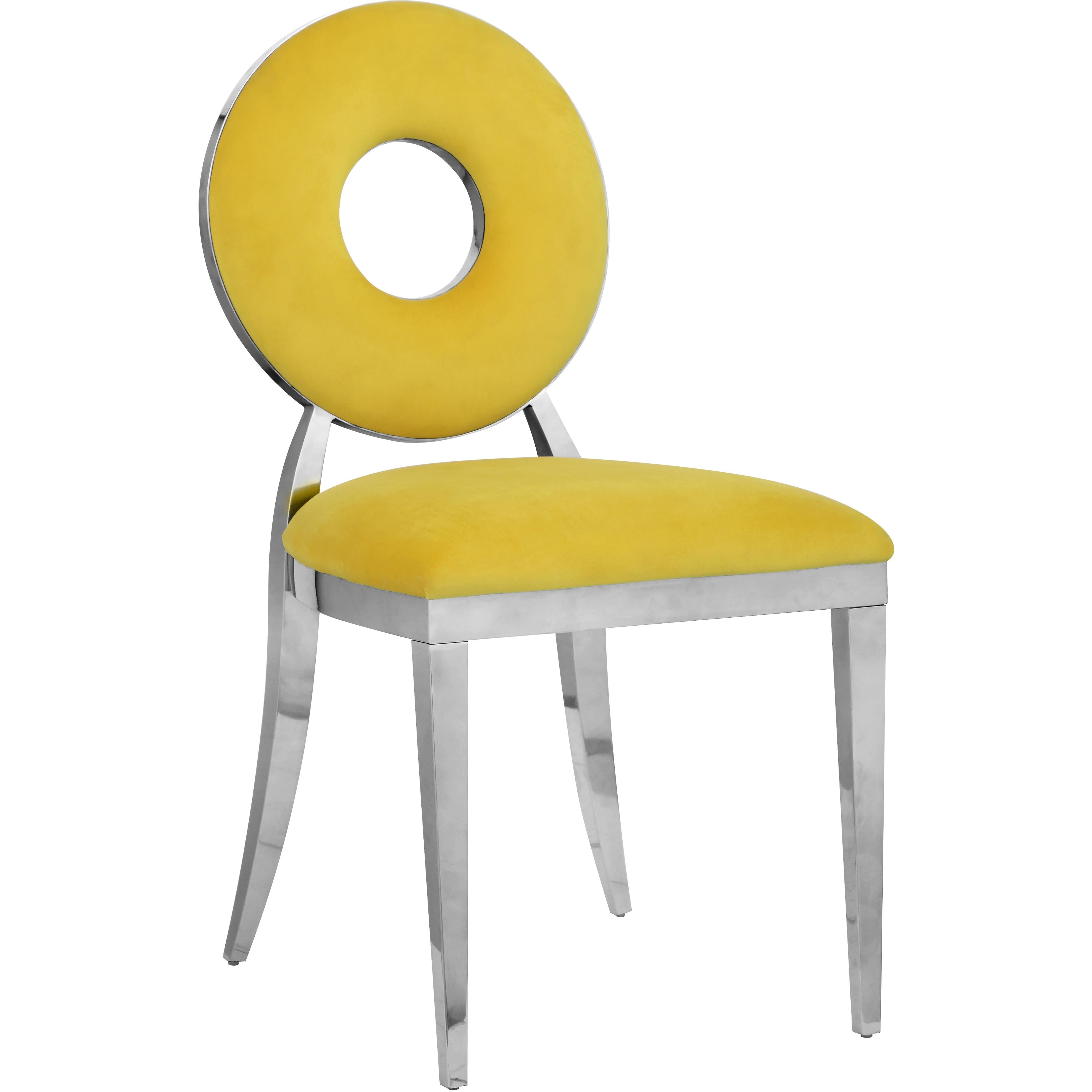 Meridian Carousel Yellow Velvet Dining Chair