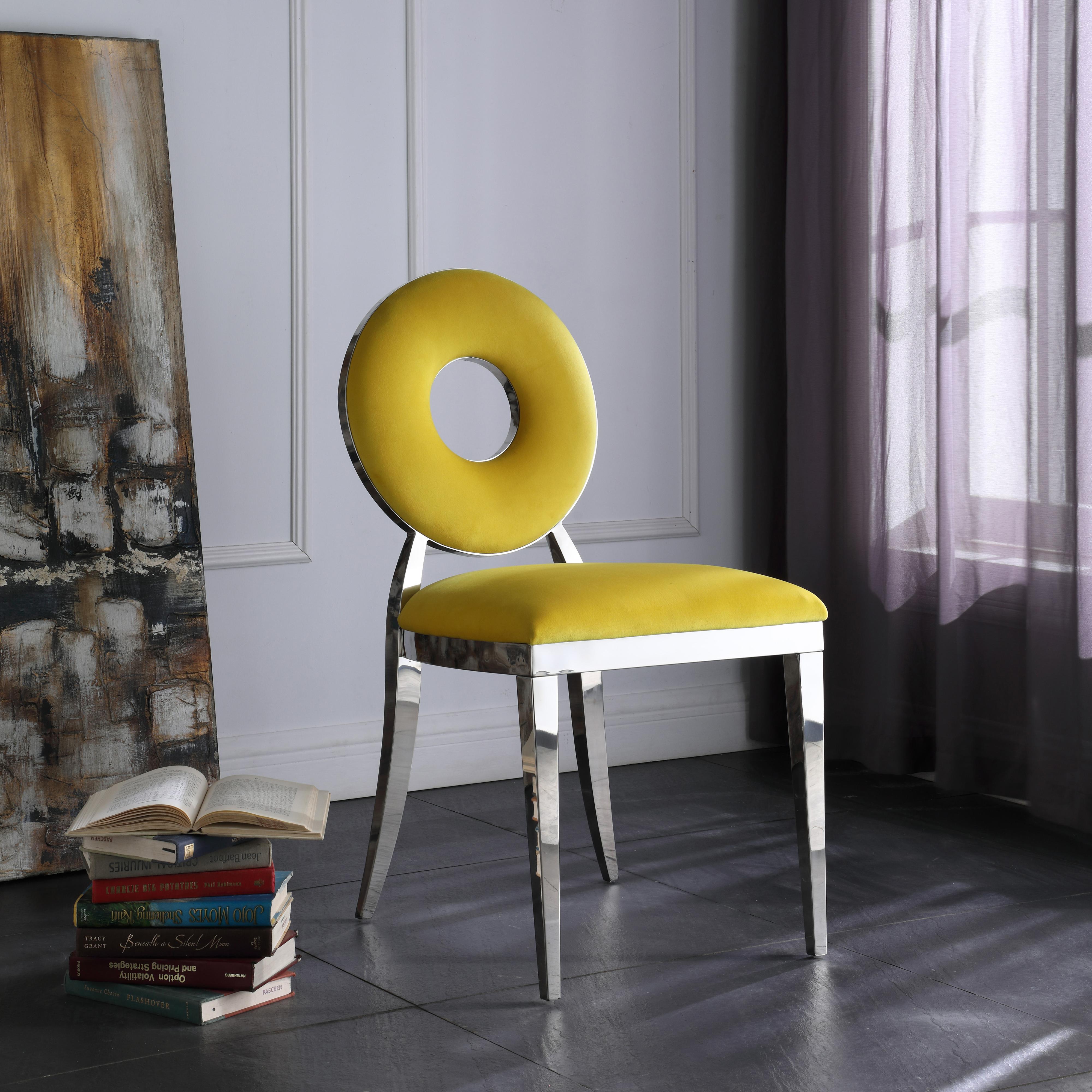 Meridian Carousel Yellow Velvet Dining Chair