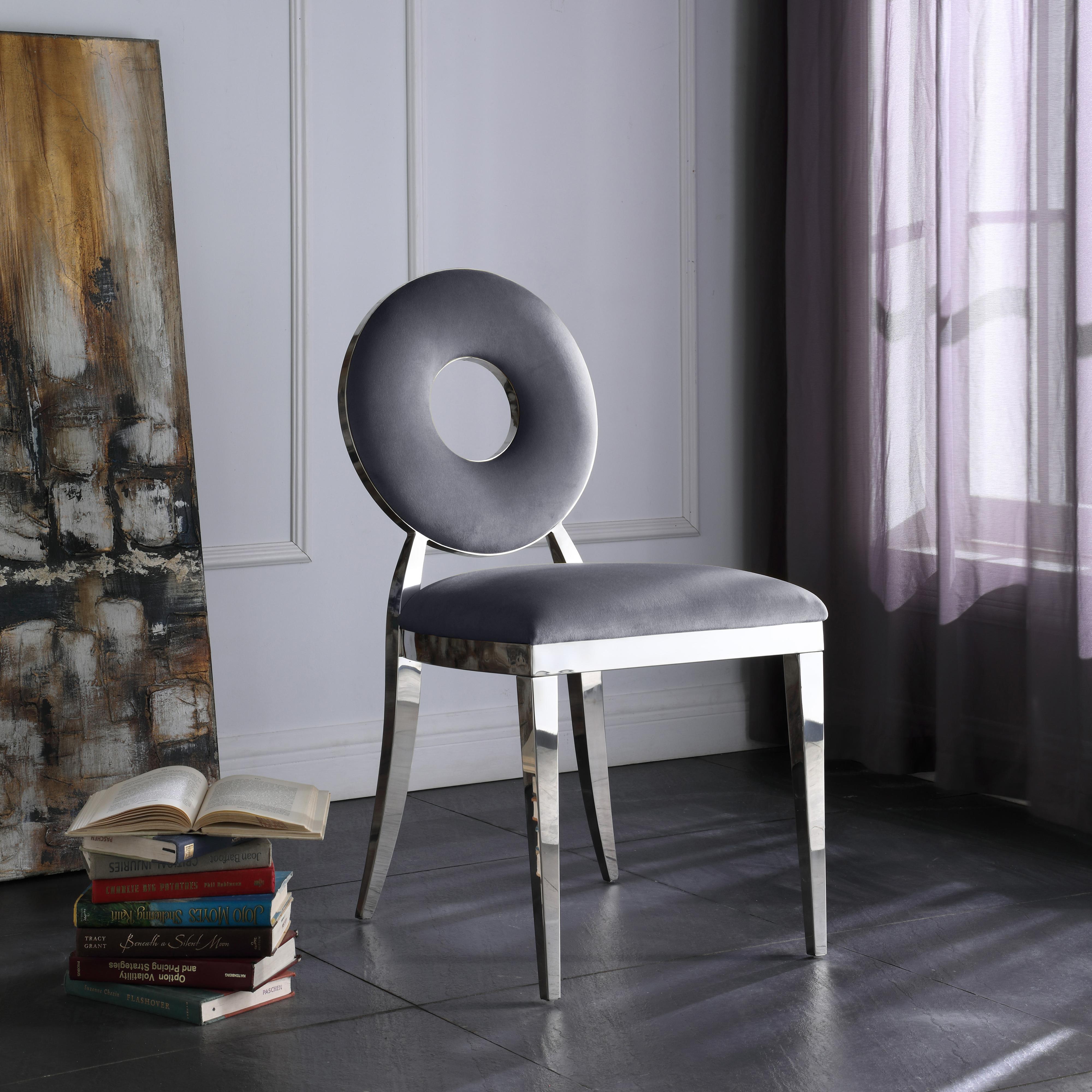 Meridian Carousel Grey Velvet Dining Chair