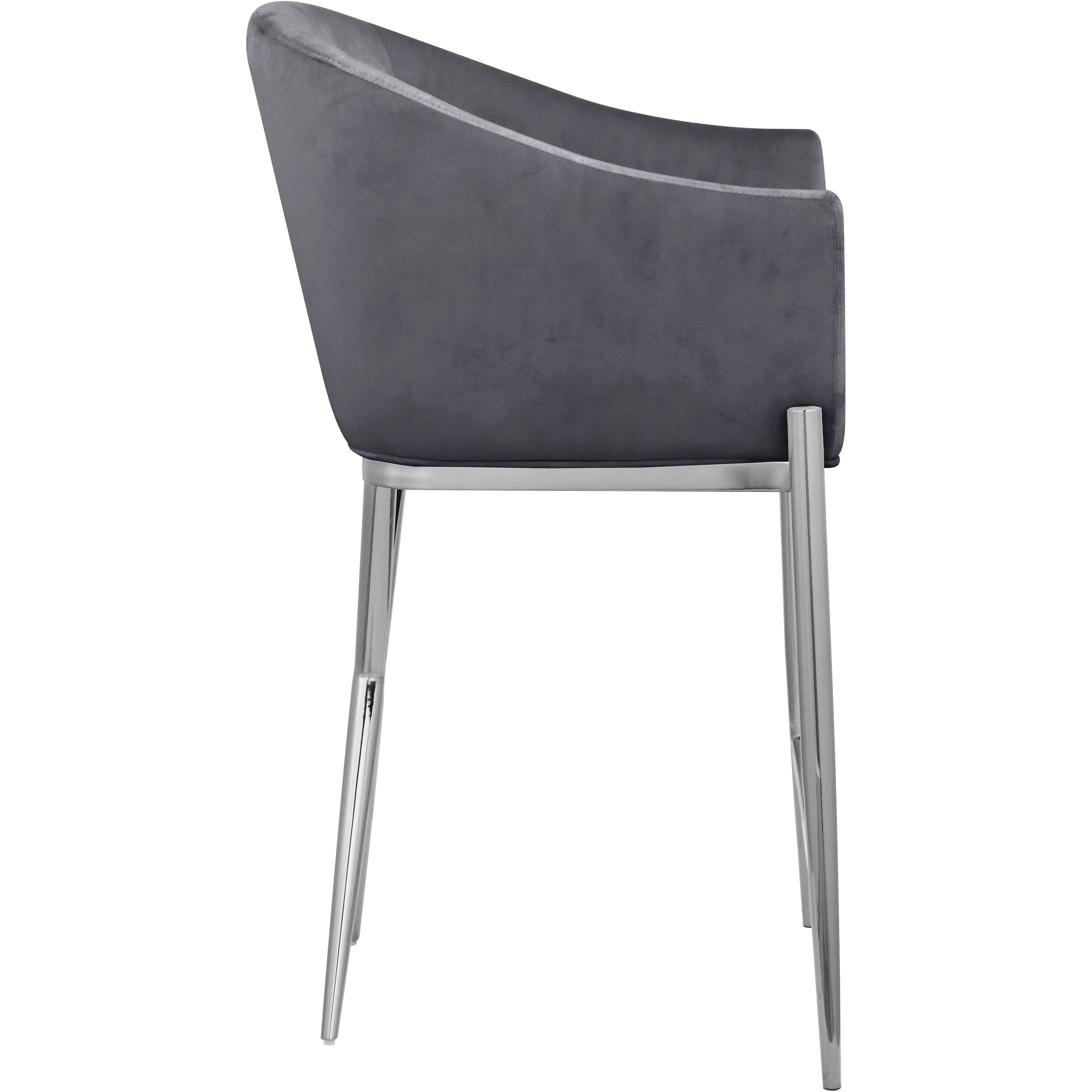 Meridian Xavier Grey Velvet Counter Stool