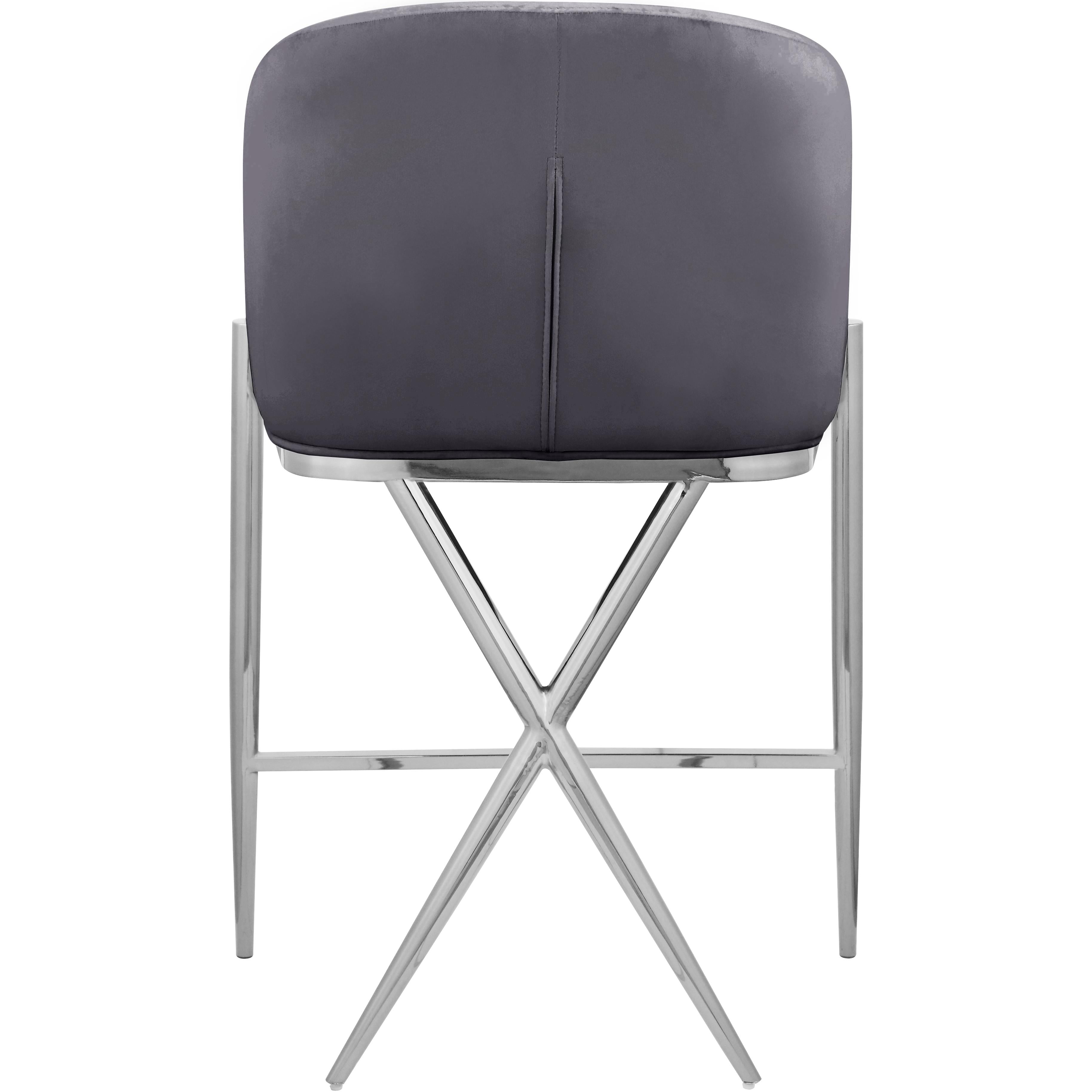 Meridian Xavier Grey Velvet Counter Stool