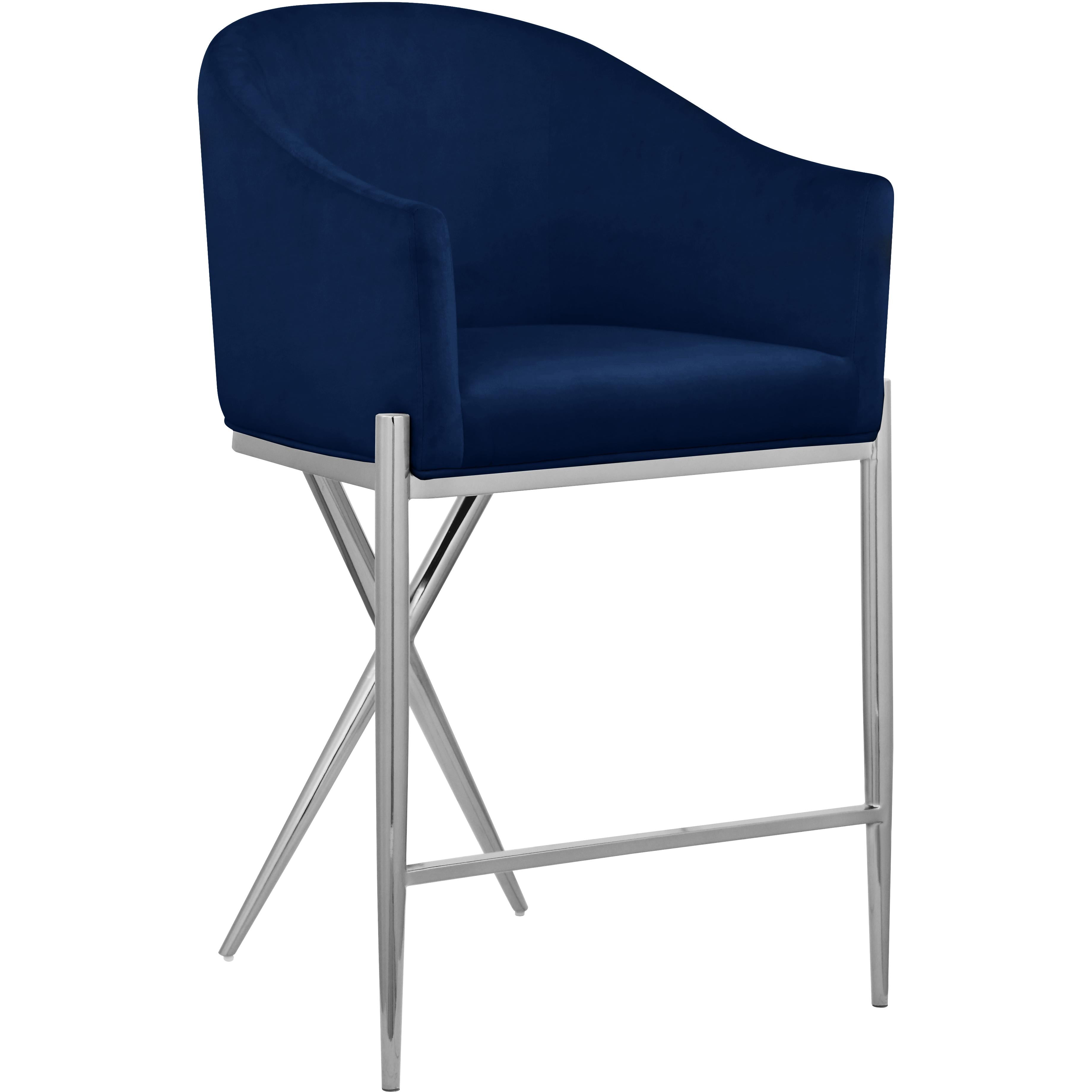 Meridian Xavier Navy Velvet Counter Stool