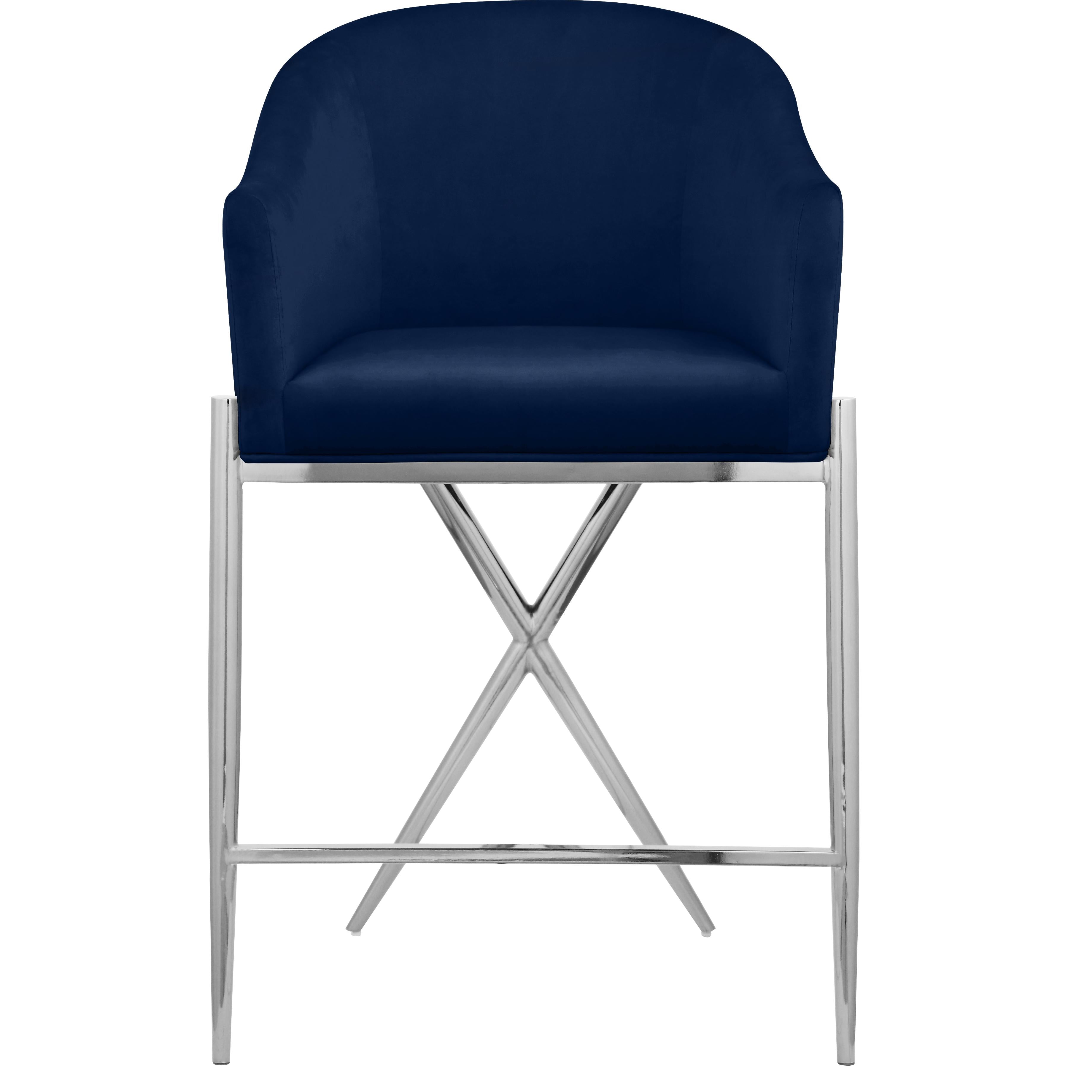 Meridian Xavier Navy Velvet Counter Stool