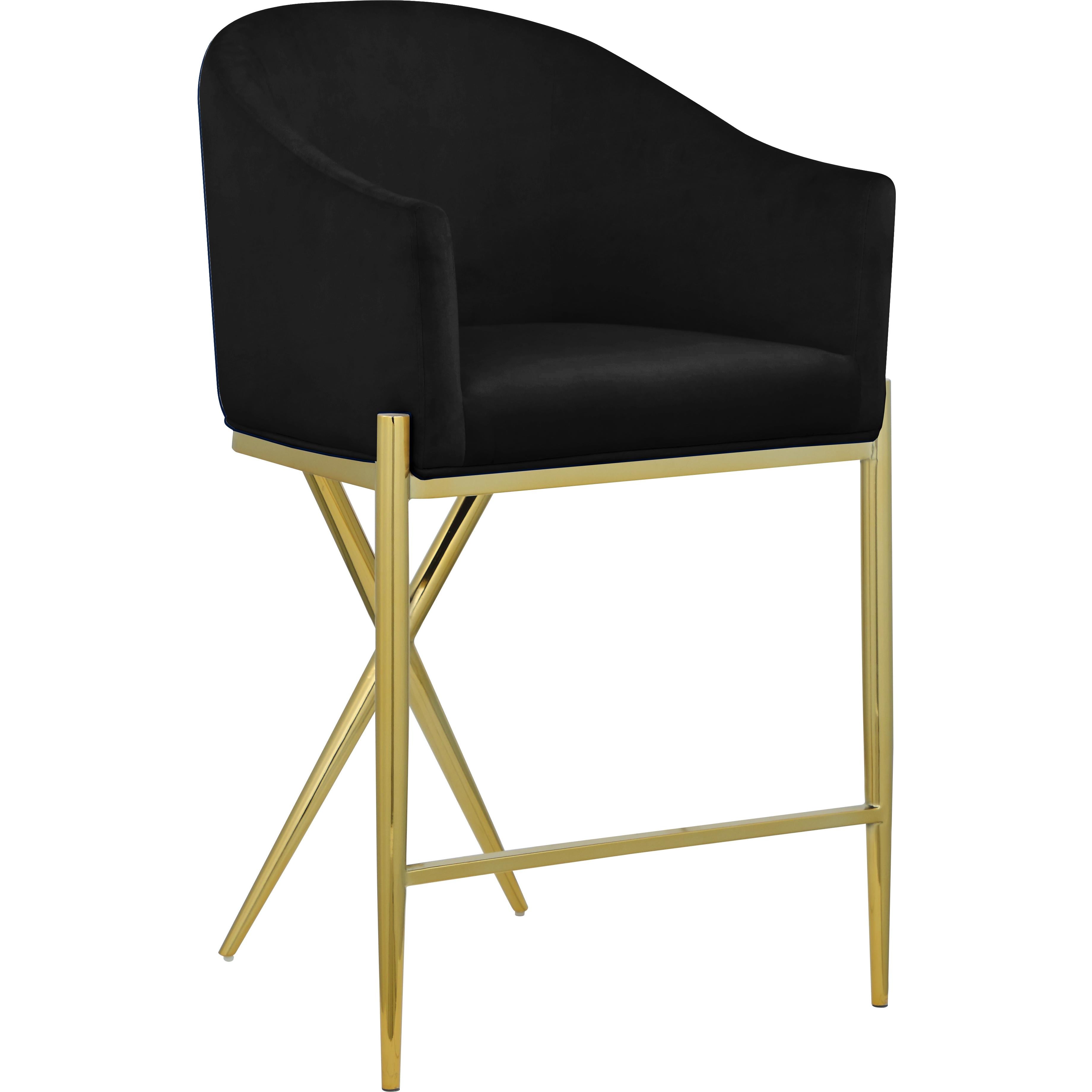 Meridian Xavier Black Velvet Counter Stool