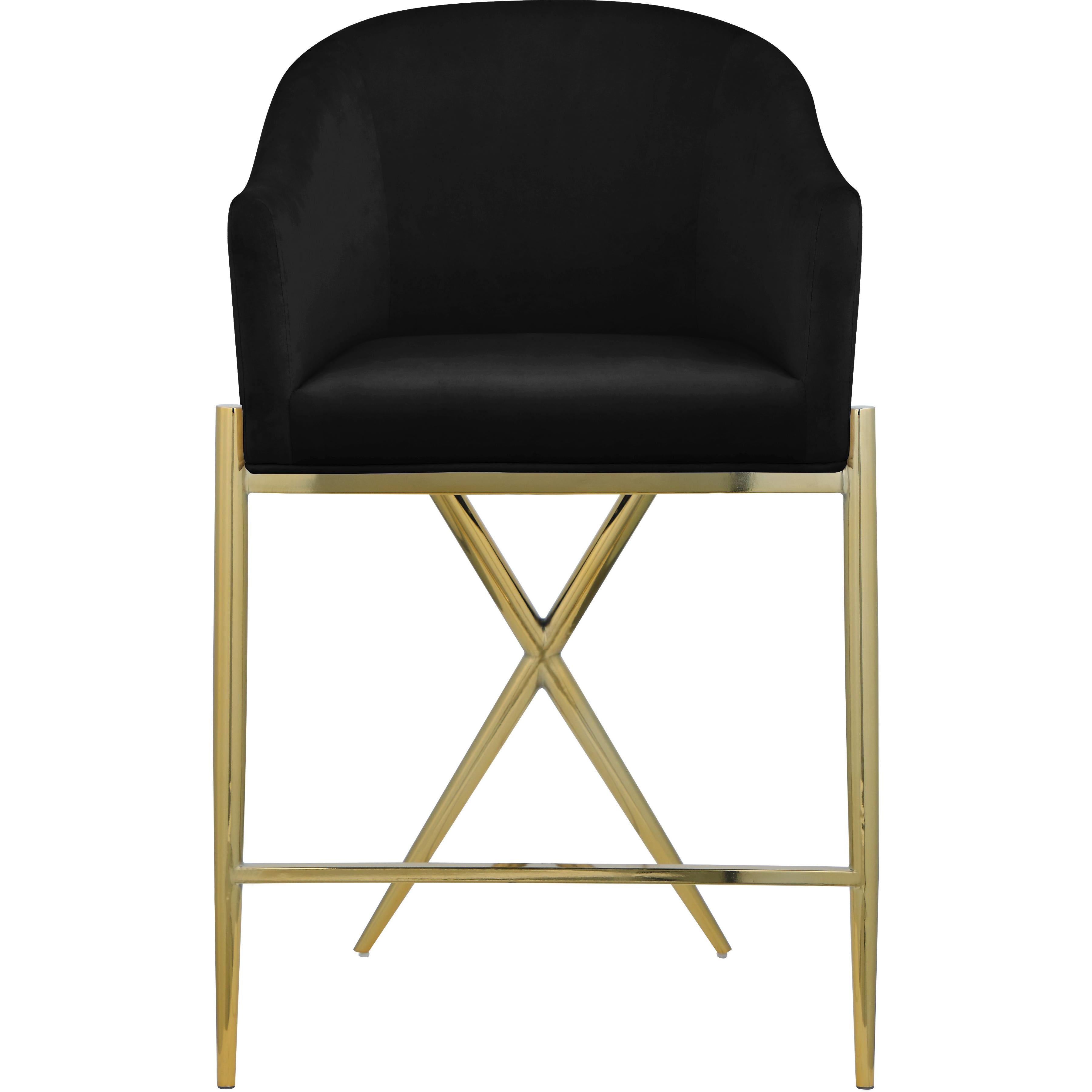 Meridian Xavier Black Velvet Counter Stool