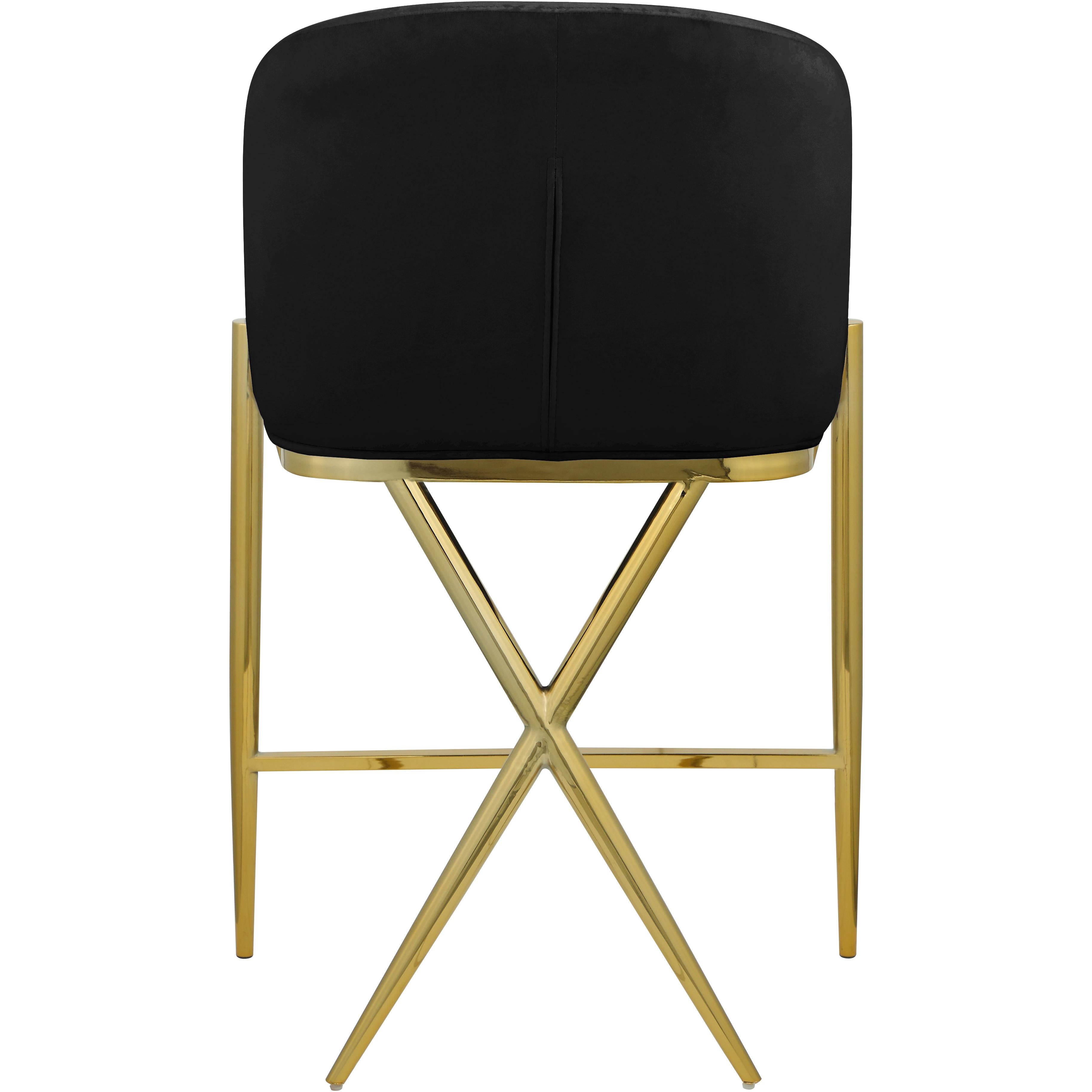 Meridian Xavier Black Velvet Counter Stool