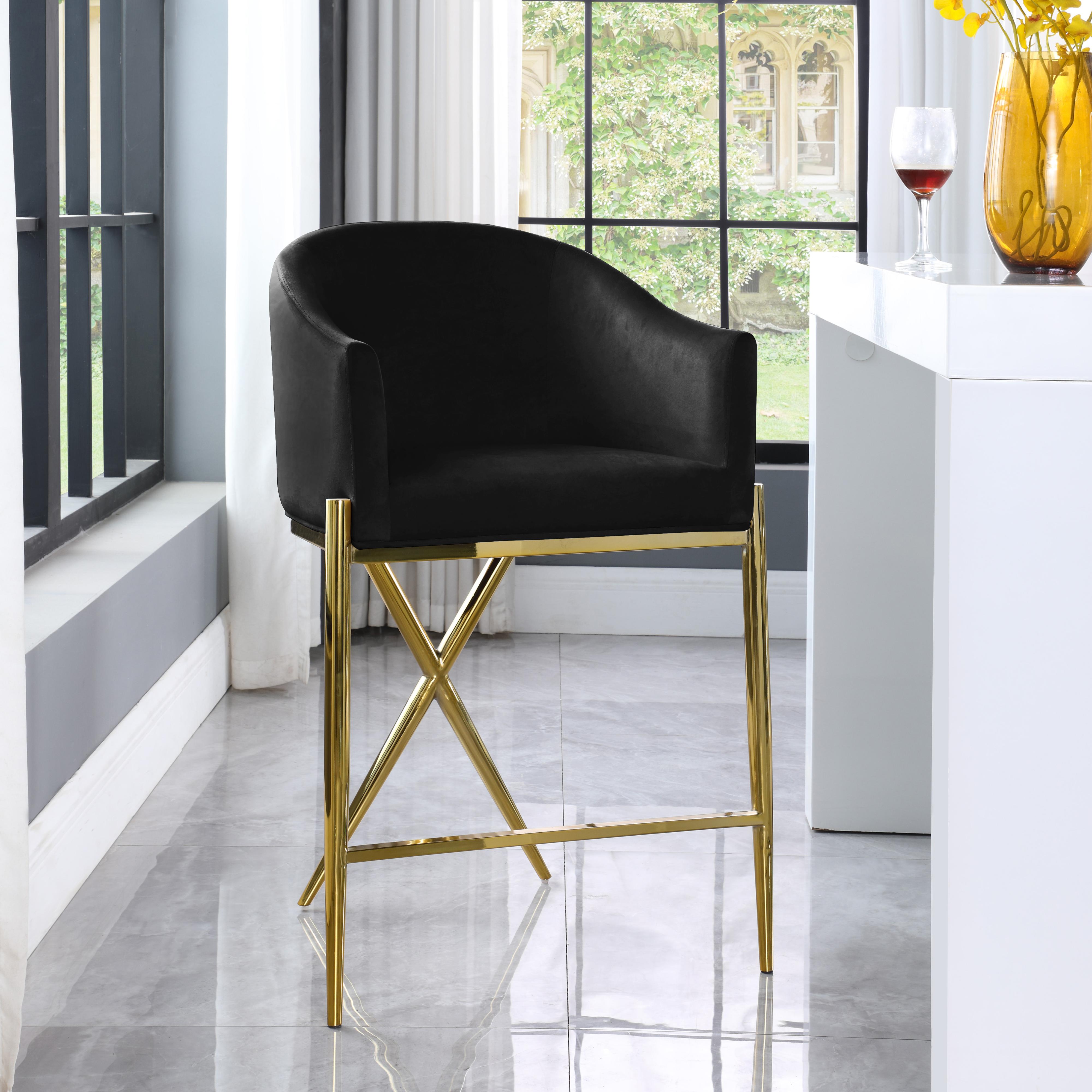 Meridian Xavier Black Velvet Counter Stool