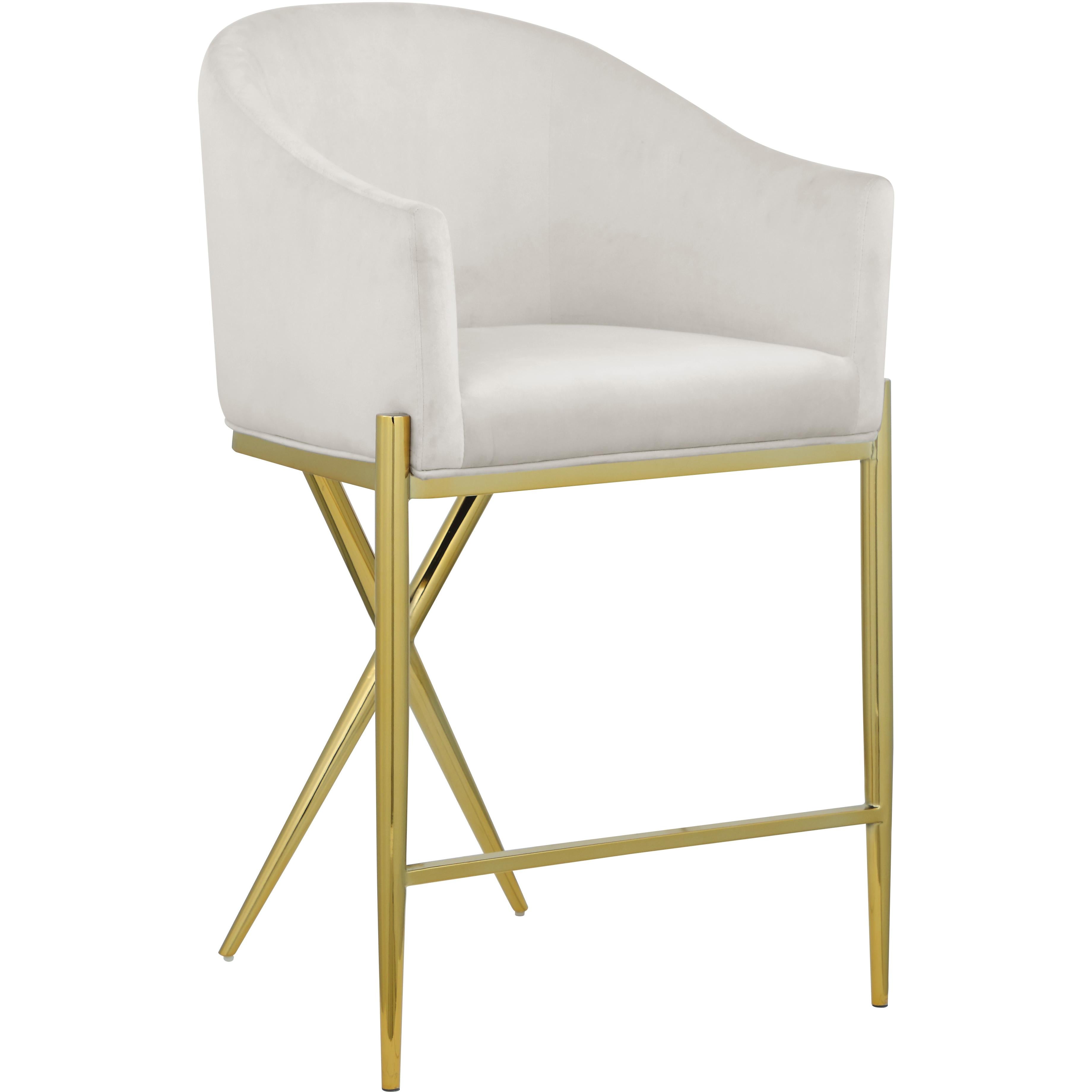 Meridian Xavier Cream Velvet Counter Stool