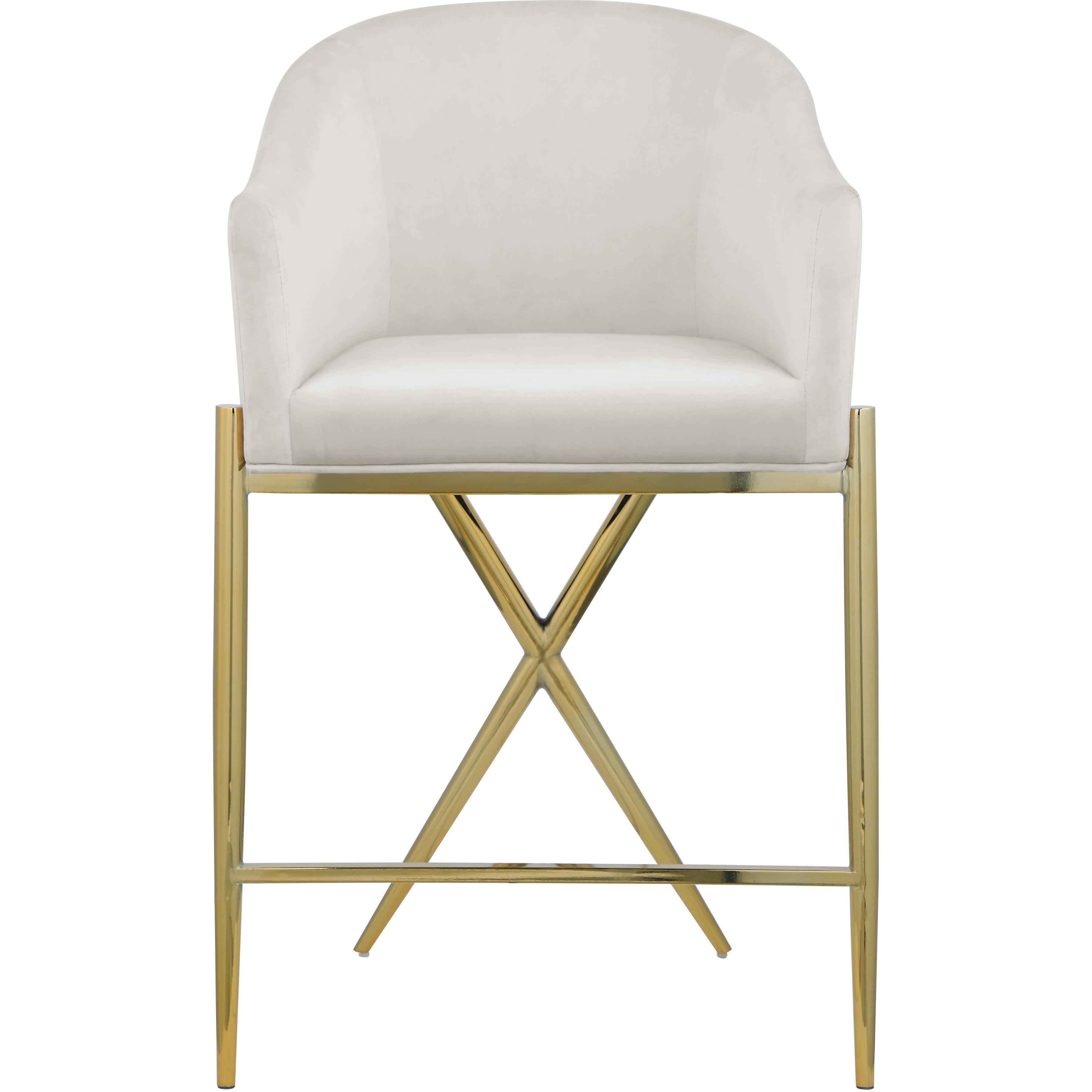 Meridian Xavier Cream Velvet Counter Stool