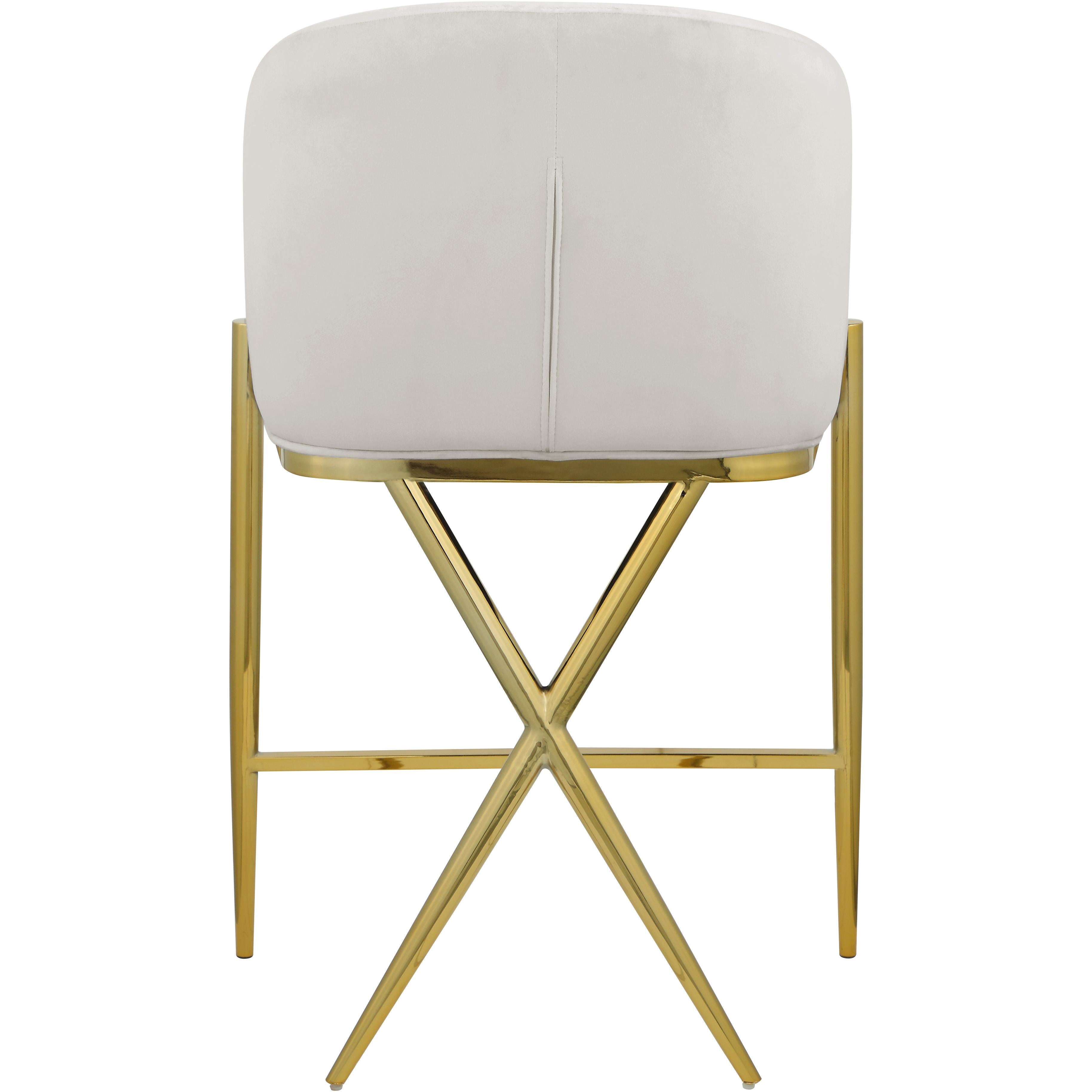 Meridian Xavier Cream Velvet Counter Stool